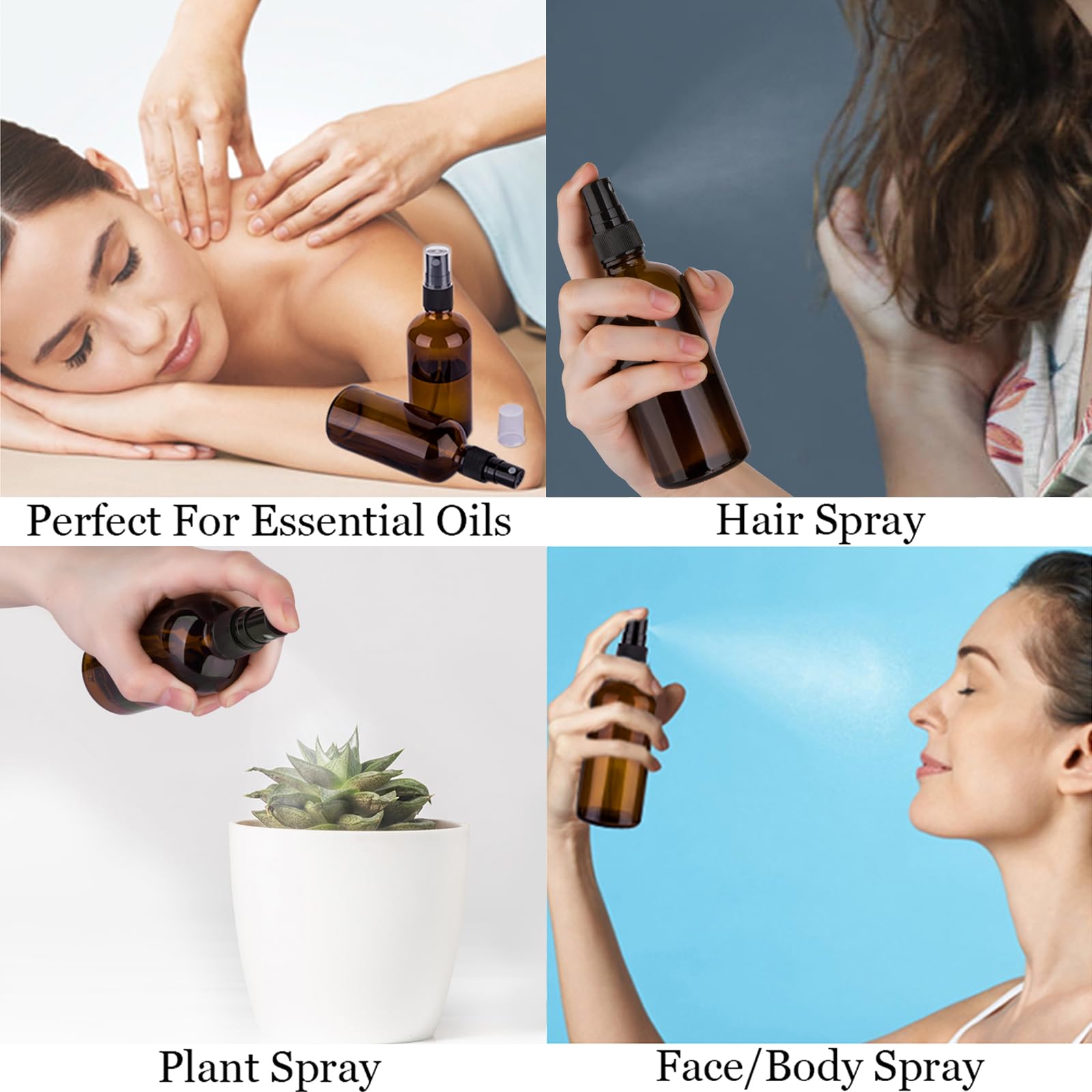 Lot de 3 flacons vaporisateurs vides en verre ambré de 500 ml pour le nettoyage, les cheveux, le jardinage et les huiles essentielles, pulvérisateur à gâchette réglable avec paramètres de jet Lot de 3 flacons vaporisateurs vides en verre ambré de 500 ml pour le nettoyage, les cheveux, le jardinage et les huiles essentielles, pulvérisateur à gâchette réglable avec paramètres de jet
