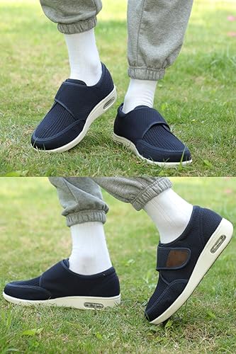 Miniatura 7 de Zapatos para hombres diabéticos para ancianos, talla grande, ajustables, antideslizantes, doble plantilla, zapatos para caminar con cojín de aire