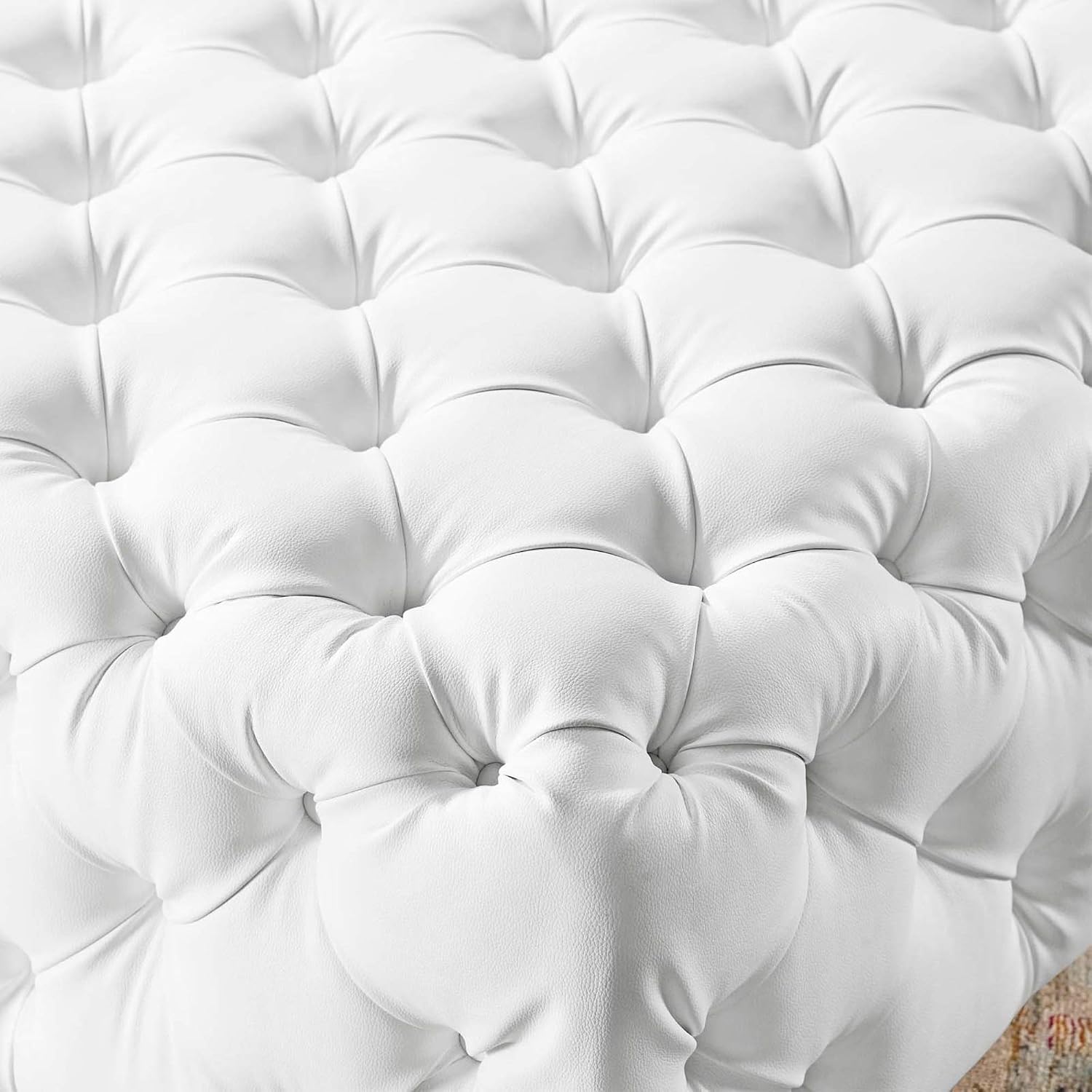 Ergode Amour Tufted Button Ottoman: Luxurious, Spacious, Elegant Faux Leather Design