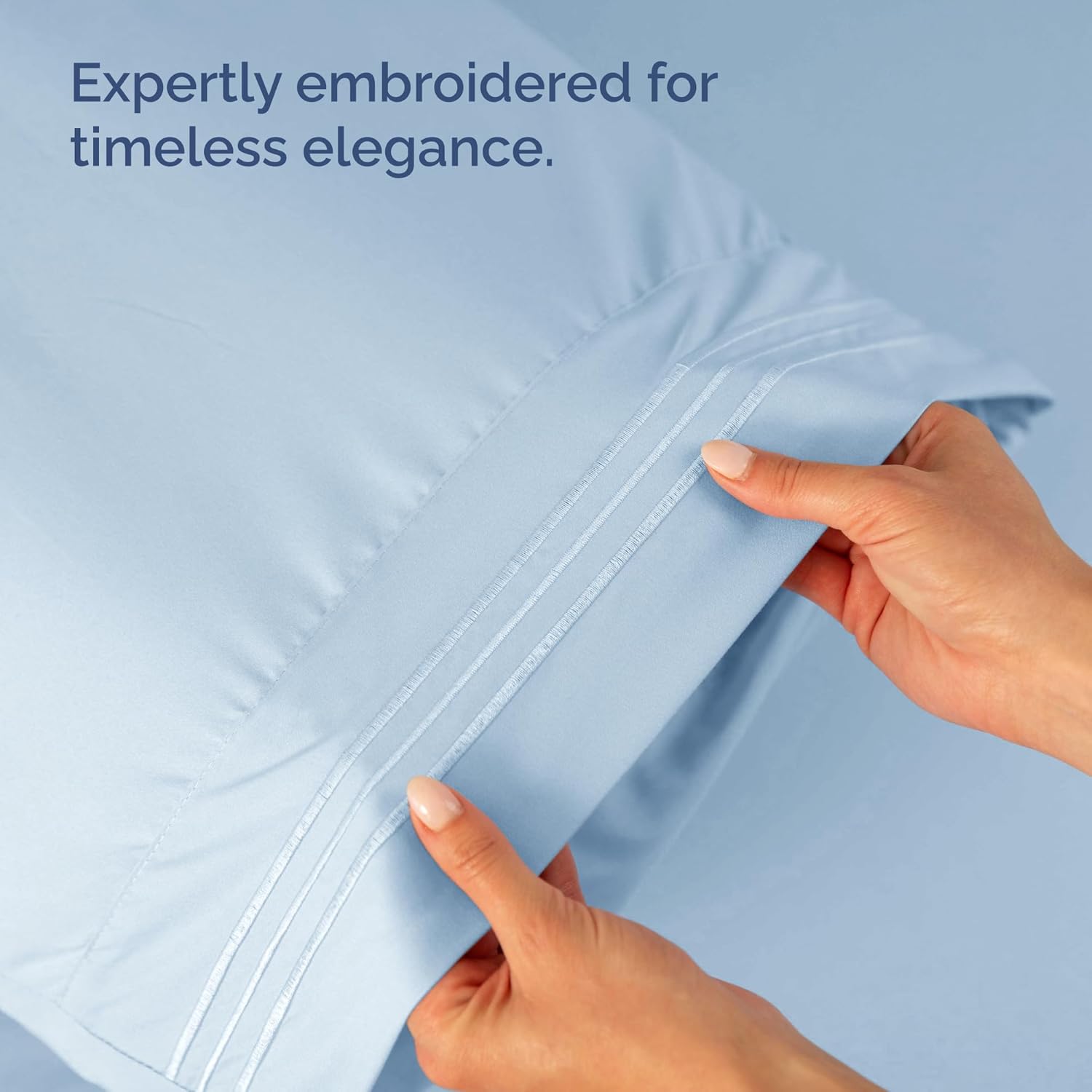 Cal King Size Flat Bed Sheet + 2 Pillowcases Bundle - Hotel Luxury Single Flat Bottom Sheet Only - Fits Mattresses with Deep Pockets between 8 to 16 inches - Soft, Breathable & Wrinkle Free - Sky Blue