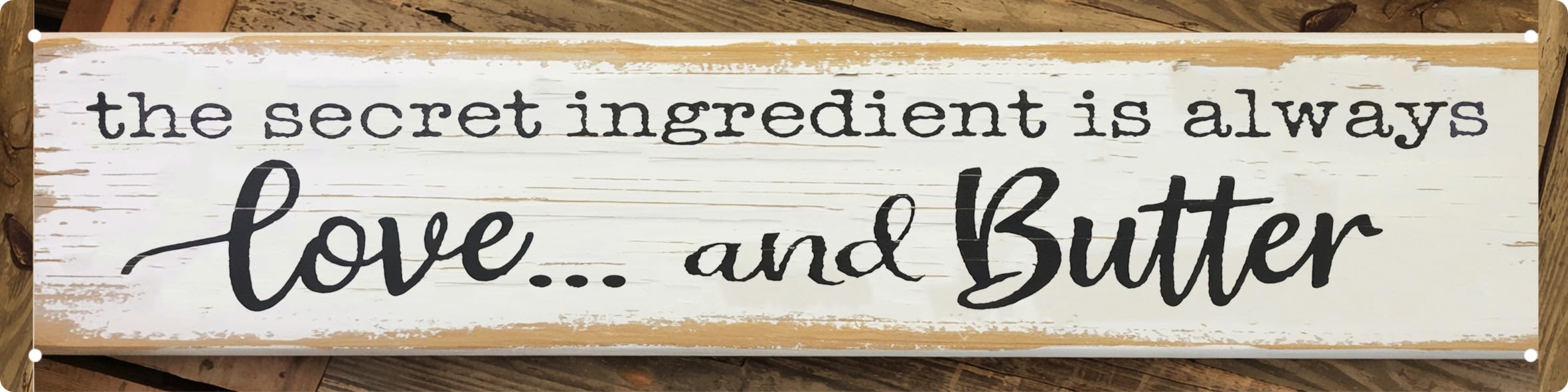 CSWLJS Metal Signs The Secret Ingredient Is Always Love and Butter Sign Funny Kitchen Sign Funny Farmhouse Wall Kitchen Decor Rustic Kitchen Wall Decoration 4x16 in