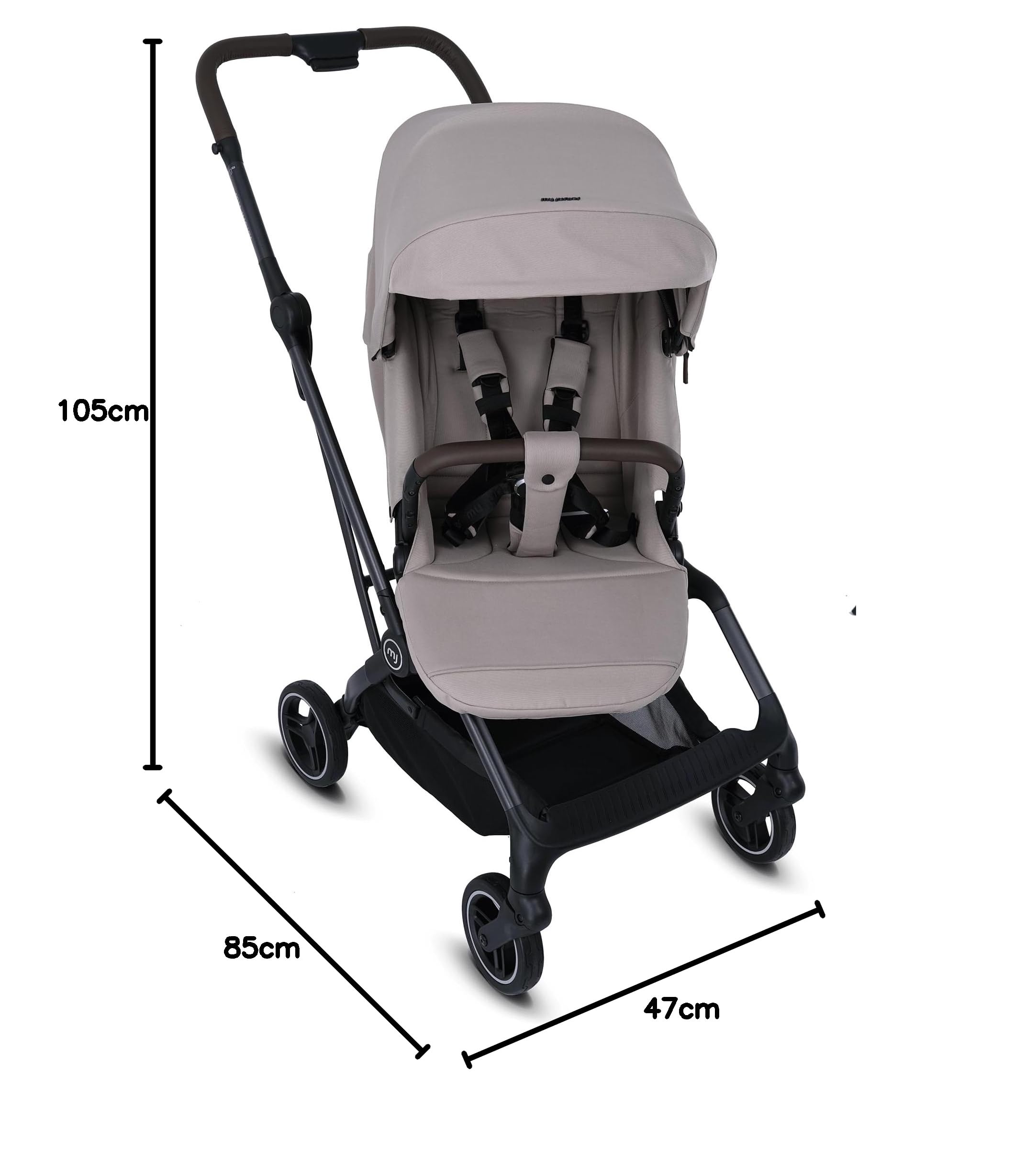 my junior® PICO³⁶⁰ | bis 22kg | 360° rotierbare Sitzeinheit | ergonomische Liegeposition | großes UV50+ Sonnenverdeck | 2 Belüftungsfenster - Chai Latte