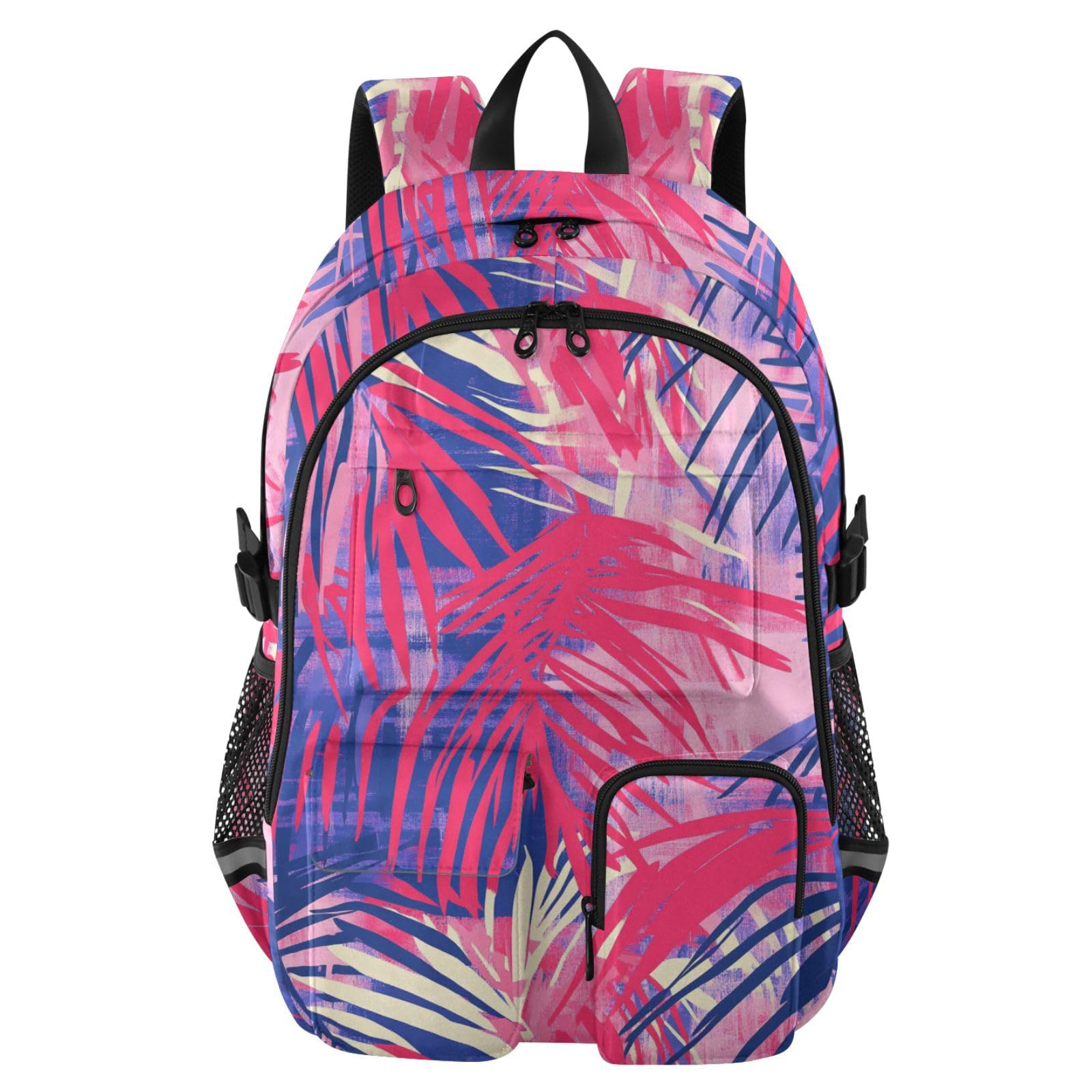 Mochila para laptop con diseño de hojas tropicales rojas para chicas 8