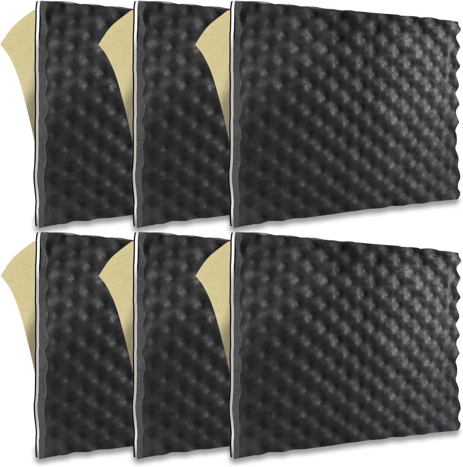 TroyStudio Triple Noise Insulation Sound Proof Foam Panel - 16 X 12 X 0.7 Inches Pack of 6 Self-Adhesive Closed Cell Foam Soundproofing Foam - Car Sound Deadening Mat - Egg Crate Acoustic Foam Panel