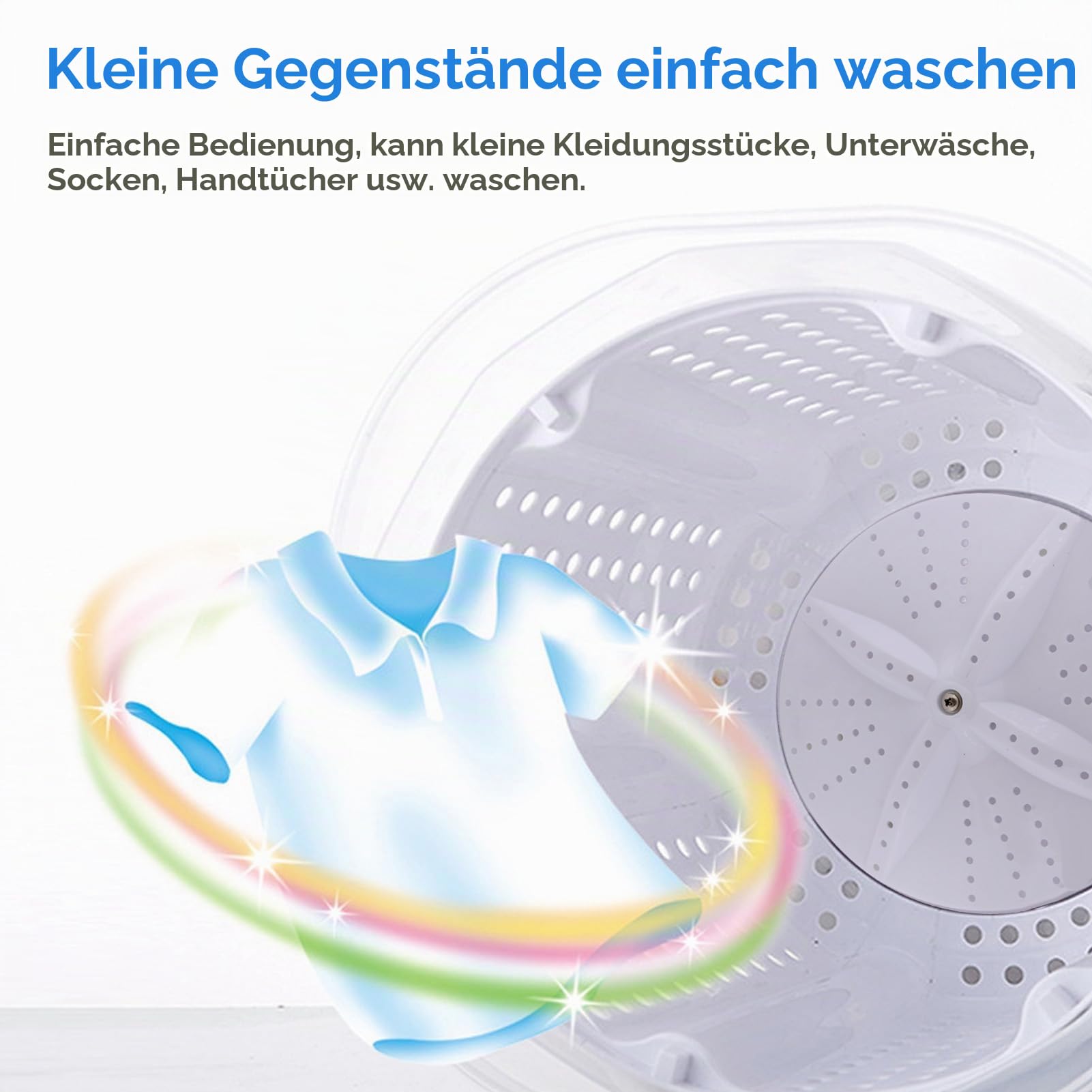 Mini Waschmaschine Tragbare Handkurbel Manuelle Waschmaschine, Camping Miniwaschmaschine, ohne Strom, Handwaschmaschine für Camping Schlafsaal, Weiß Grau