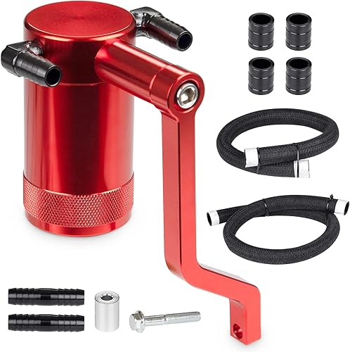 JDMON Depósito separador de aceite compatible con Dodge Challenger Charger Chrysler 300 5.7L 6.4L HEMI con soporte Z, color rojo