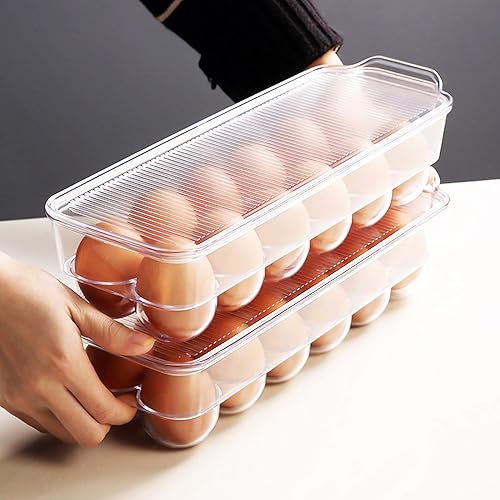 Miniatura 8 de JAMOR Caja de almacenamiento de huevos de 12 rejillas para refrigerador, bandeja para huevos con tapa, estante apilable para huevos, caja de