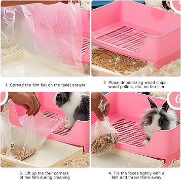 Large Rabbit Litter Tray, Guinea Pig Litter Tray Box Small Animal Toilet Pet Trainer with Drawer for Rabbit Guinea Pigs Galesaur Ferrets