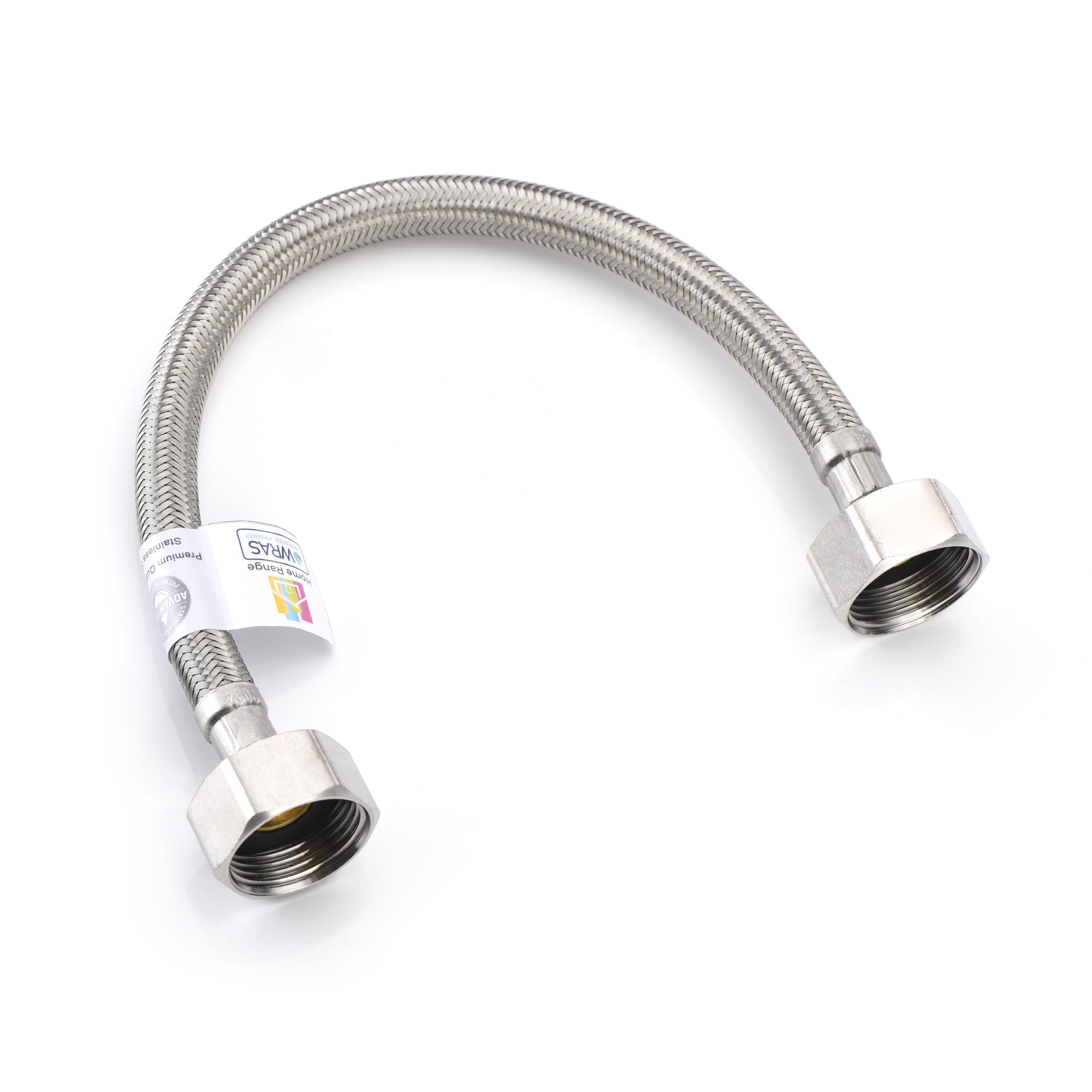 Home Range WRAS Approved 3/4" BSP Flexible Connector Hose 300mm | 304 Stainless Steel Braided Flexi Pipe | 10 Bar, 90°C | Kitchen, Bathroom, Boiler