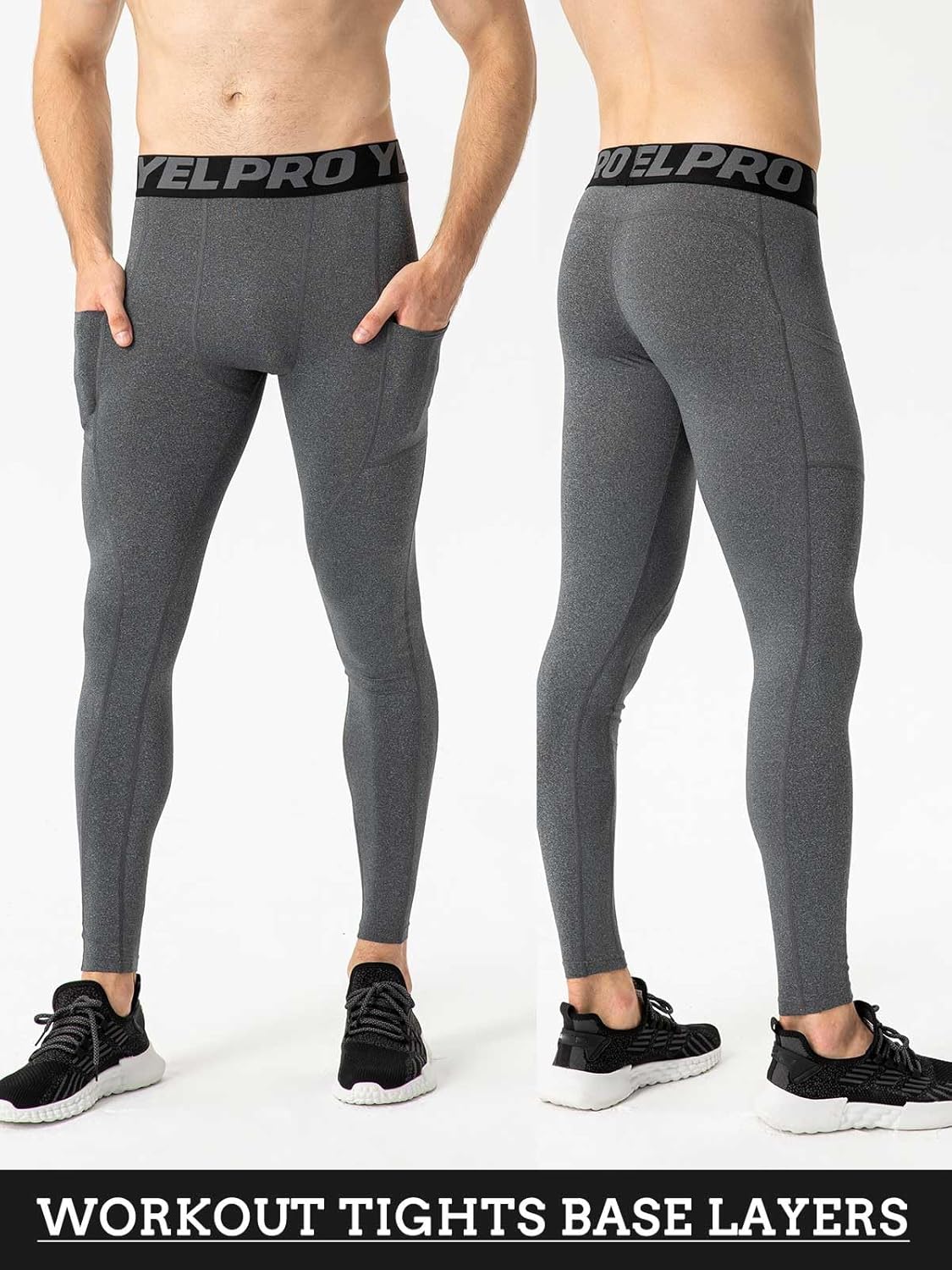 1/3 Pack Mens Compression Pants Running Tights Athletic Sports Baselayer Pockets Basketball Active Tights