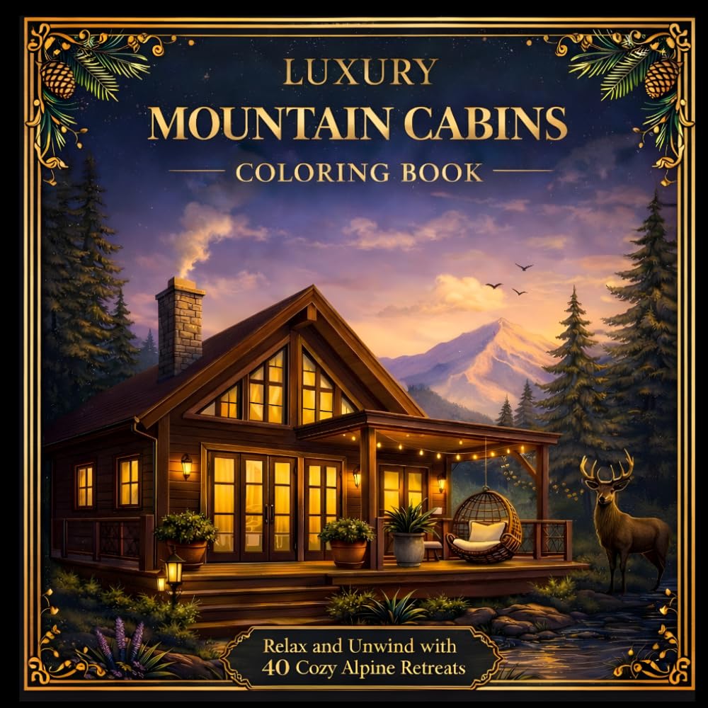 Luxury Mountain Cabins Coloring Book: Cozy Alpine Cabins and Relaxing Nature Scenes (The Luxury Nature Escape Series)
