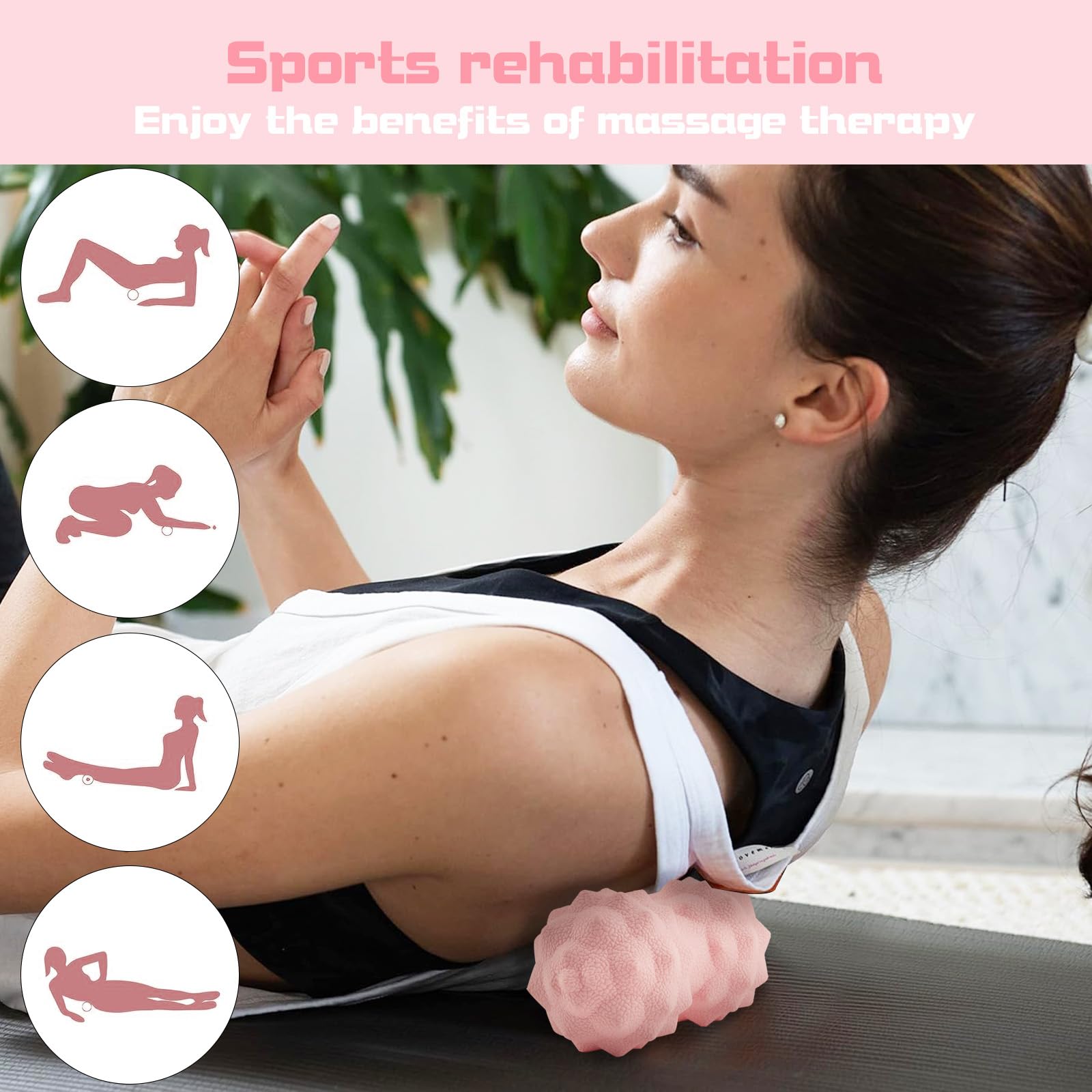 Bola de masaje de maní, bola de masaje de lacrosse doble, bola de rodillo de maní de tejido profundo, bola de masaje muscular para liberación miofascial, relajante muscular, masaje de