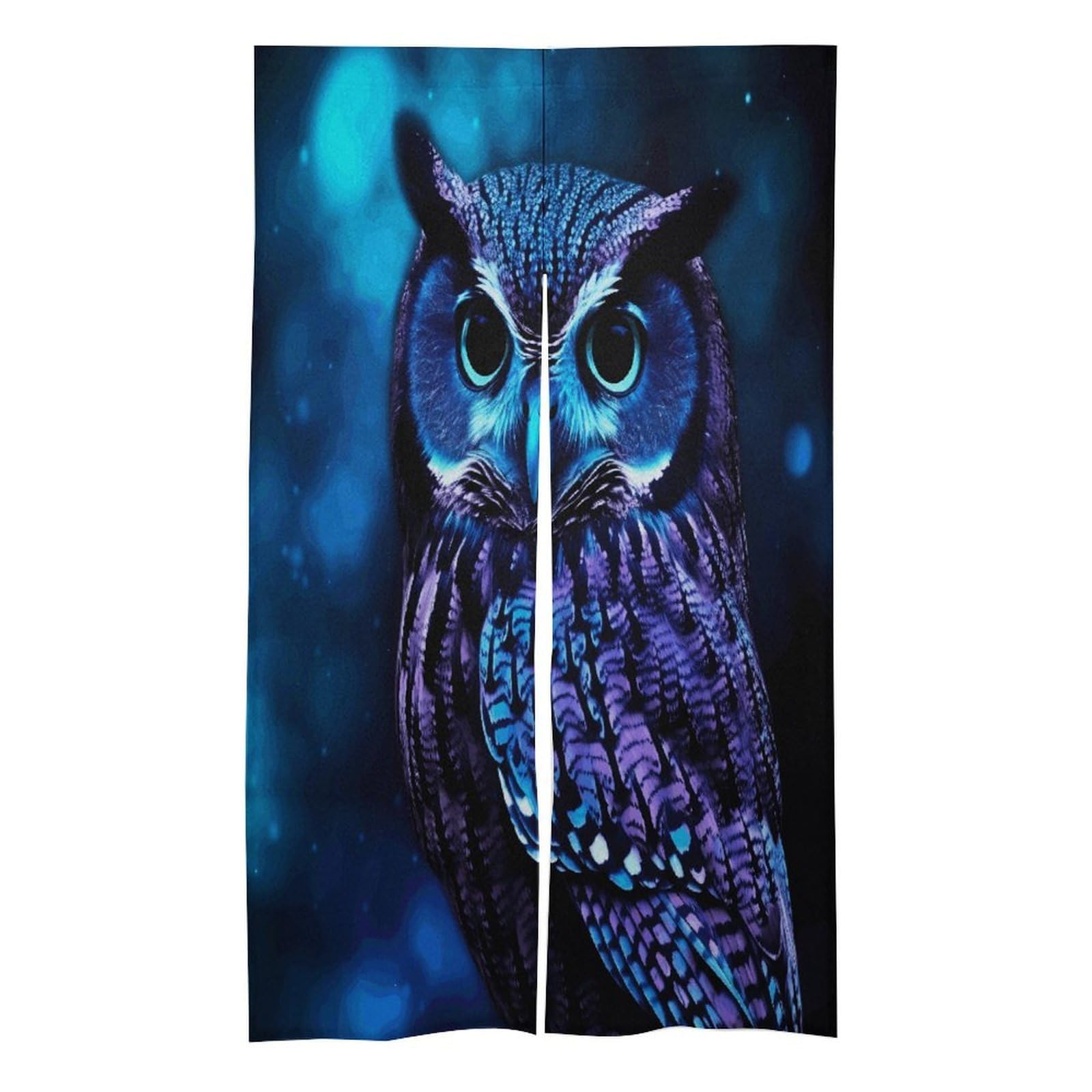 FekiLoot Blue Owl Door Curtain for Doorway Privacy French Style Theme Blackout Curtain Splice Thermal Insulated Door Cover Rustic Room Divider Home Decoration 17W X 57L in