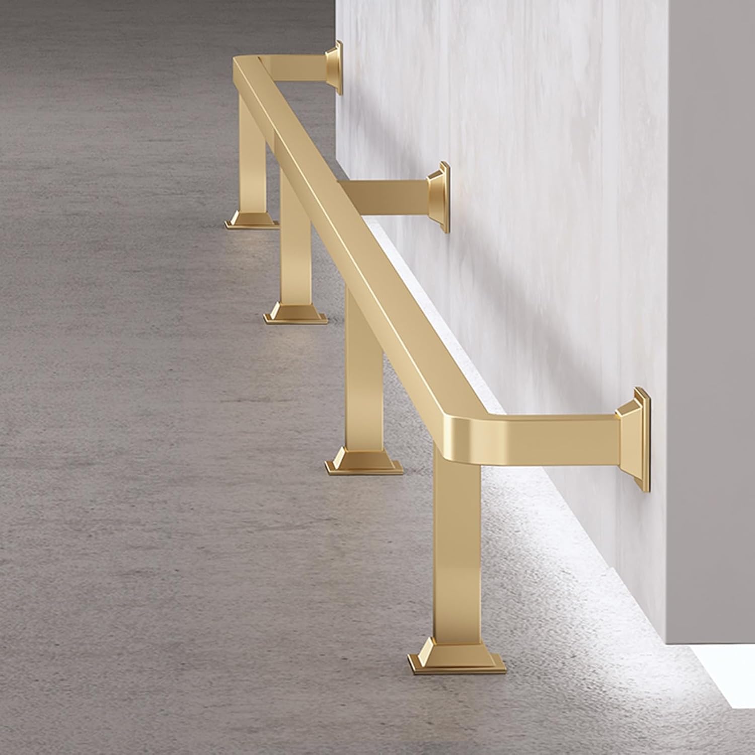 Stainless Steel Foot Rail Bracket - Wall Mount Bar Counter & Stair Rail with Internal Connector & End Cap, 90cm/35.4in - Perfect for Kitchen & Balcony Decor