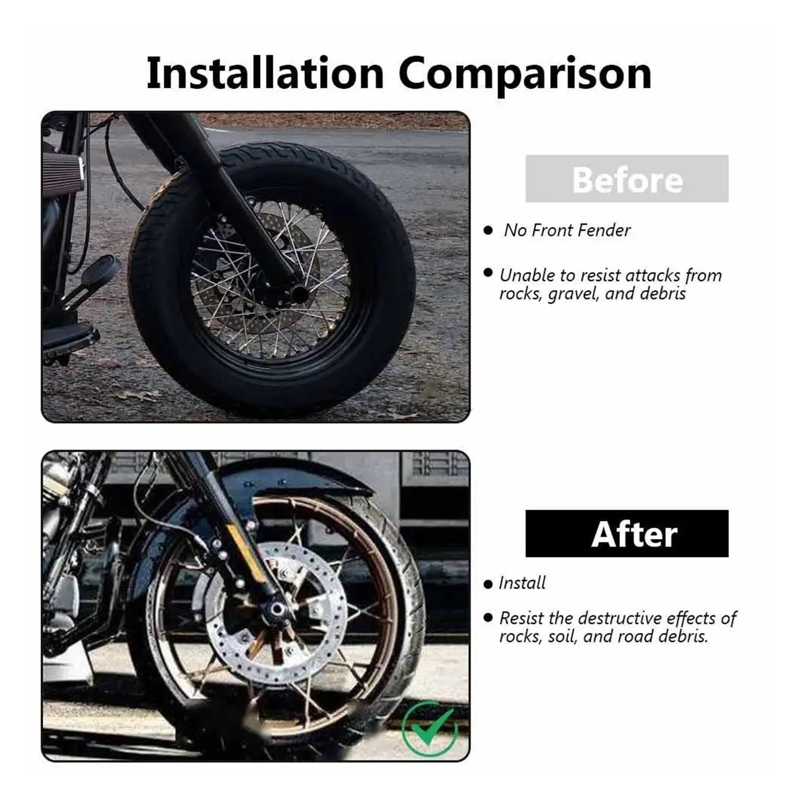 Moto Garde-Boue Guard Mudguard Garde-Boue Avant Vif pour Moto, 19 Pouces, pour Touring, pour Electra Glide Street Tri, pour Ultra pour Road King 2014-Up