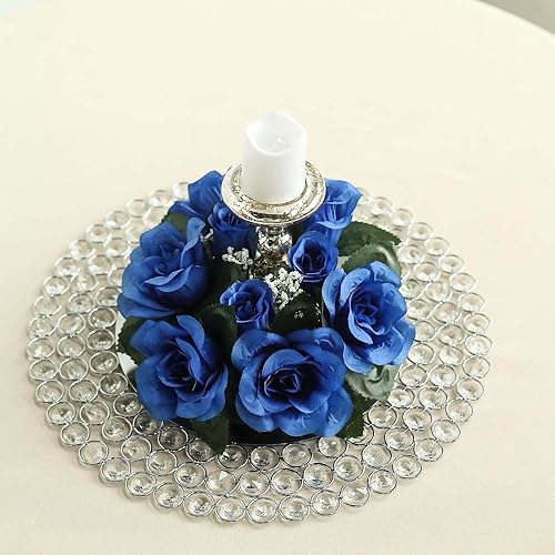 Miniatura 9 de Efavormart - Juego de 4 anillos de vela de seda artificial con diseño floral, para fiestas, eventos, bodas, centros de mesa, color azul rey
