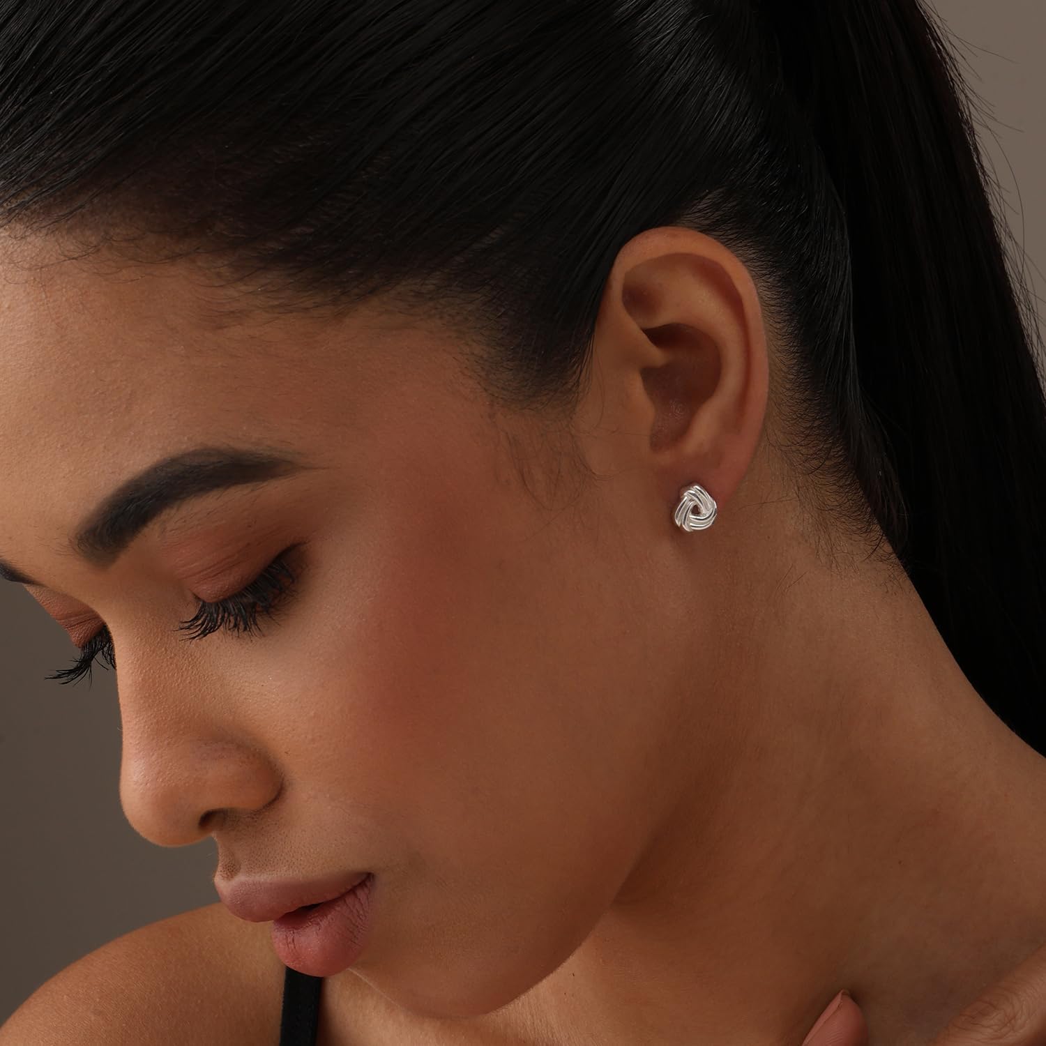 LeCalla 925 Sterling Silver Love-Knot Earring Stud Jewelry Italian Design Lightweight Twisted Love Knot Stud Earrings for Women