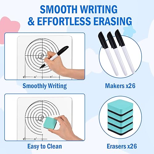 Miniatura 19 de Paquete de 6 pizarras pequeñas de borrado en seco, paquete de 12 x 9 pulgadas, mini pizarras blancas de doble cara, portátiles de borrado en seco