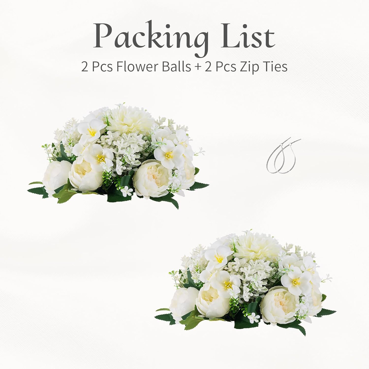 Flower Balls Centerpieces for Tables: 2 PCS White Flowers for Centerpieces Floral Arrangements Centerpiece for Wedding Party Celebration Home - Image 7