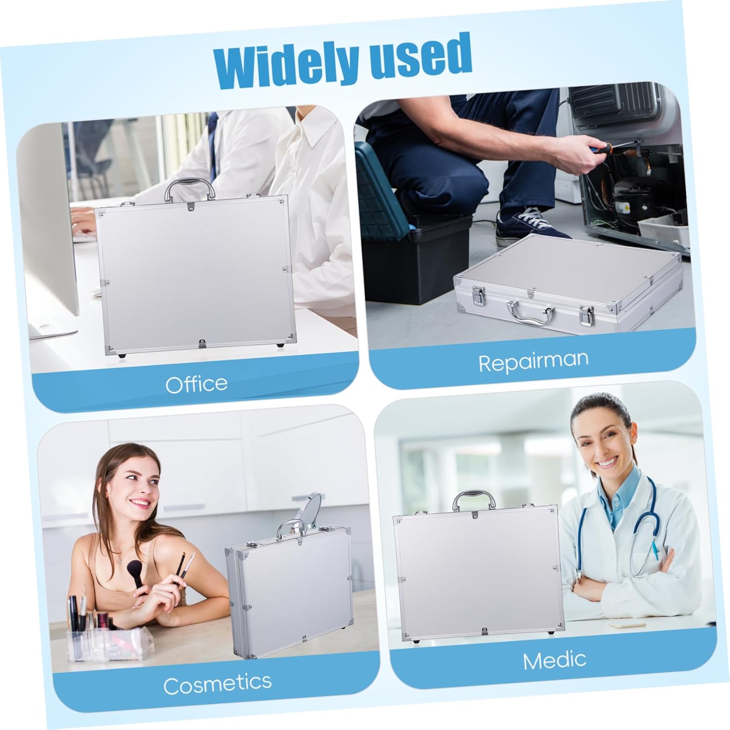 VOSAREA Multi Purpose Aluminum Alloy Storage Case with Large Capacity Portable Medicine and Makeup Box Durable Tool Organizer for Travel Outdoor Office and Home Use