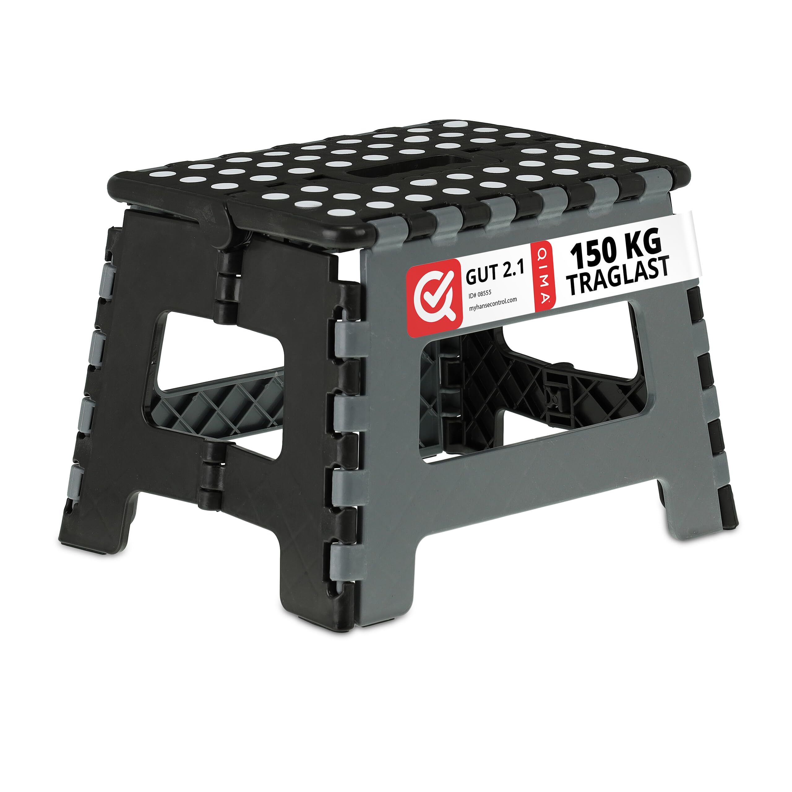Relaxdays folding stool, camping stool, children's bath stool, up to 150 kg, plastic, HWD: 22x35x28 cm, black/grey