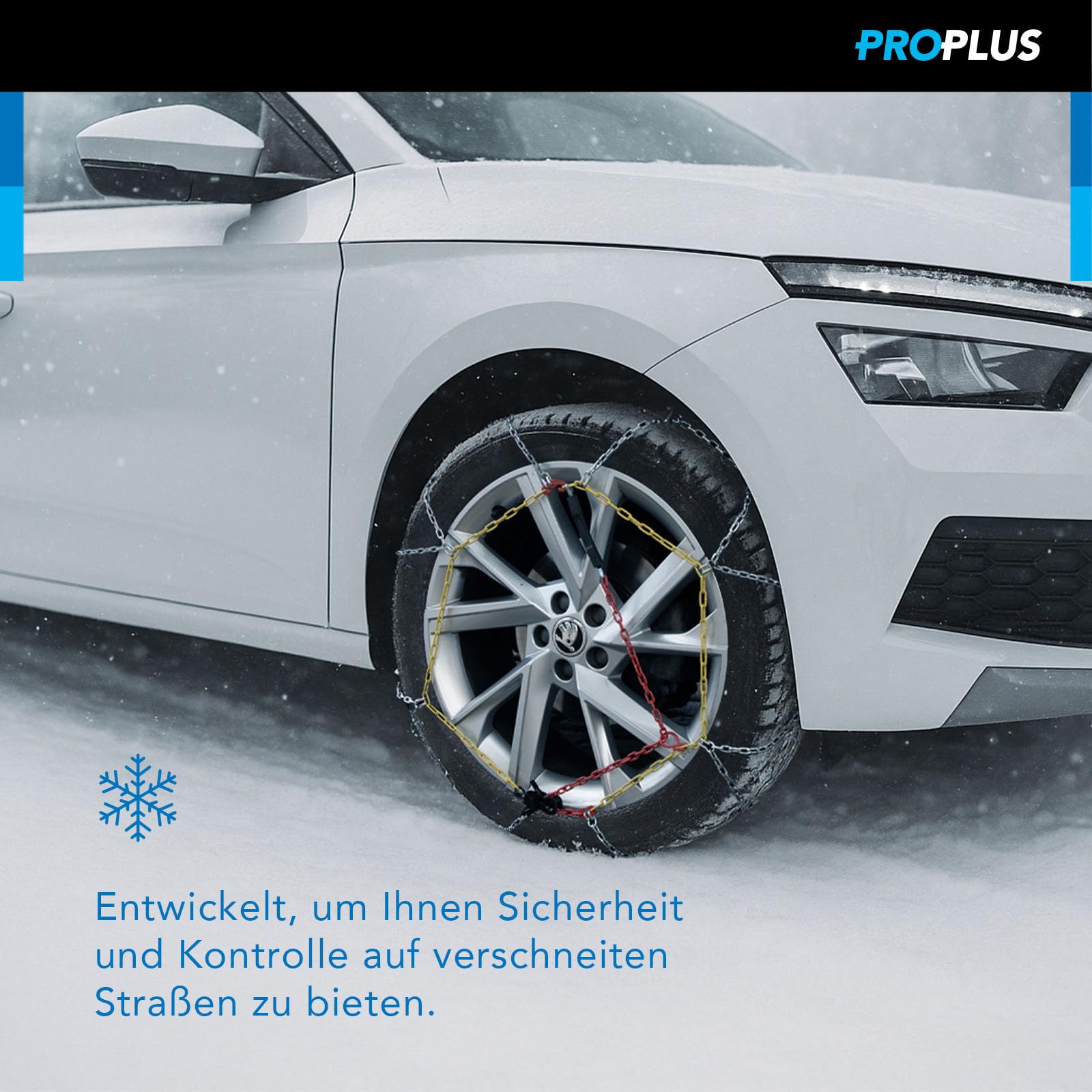 ProPlus Schneeketten KNN30 9mm breite Kettenglieder mit ÖNORM Siegel für verschiedene Reifengrößen inklusive Reparaturglieder und Koffer - Autokette - 2 Stück