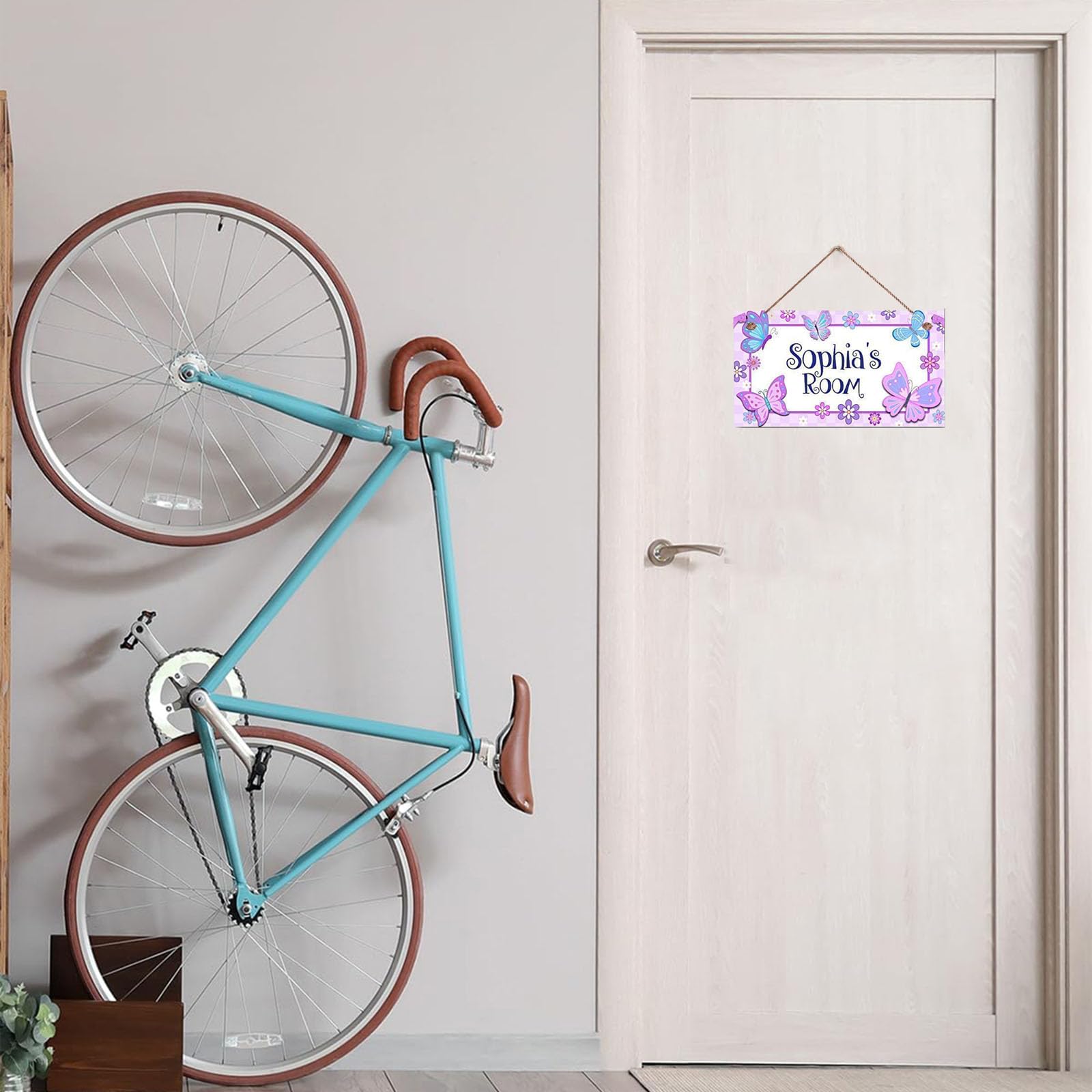 Personalized Name's Pretty Purple and Pink Butterflies Nursery Kid's Children's Girls Bedroom Door Sign Wood Plaque Sign Wall Decor Gift