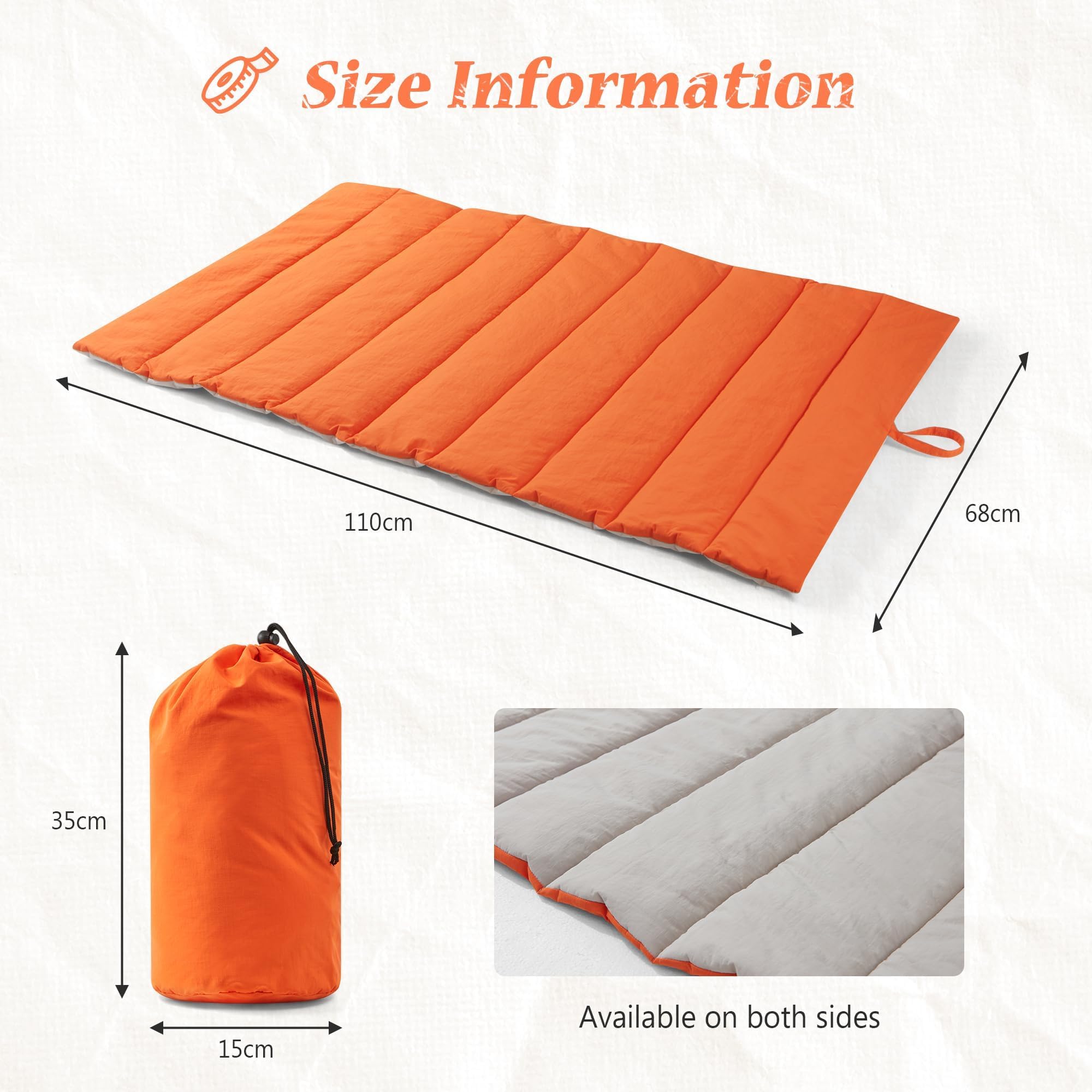 UNIKOME Cuccia Cane Grande per Interno e Esterno, Cuscino Cane Impermeabile, Facile da Lavare, Pieghevole, Resistente Materassino Cani/Gatto/Pet per Viaggi All'aperto (Arancione+Grigio, 110x68cm)