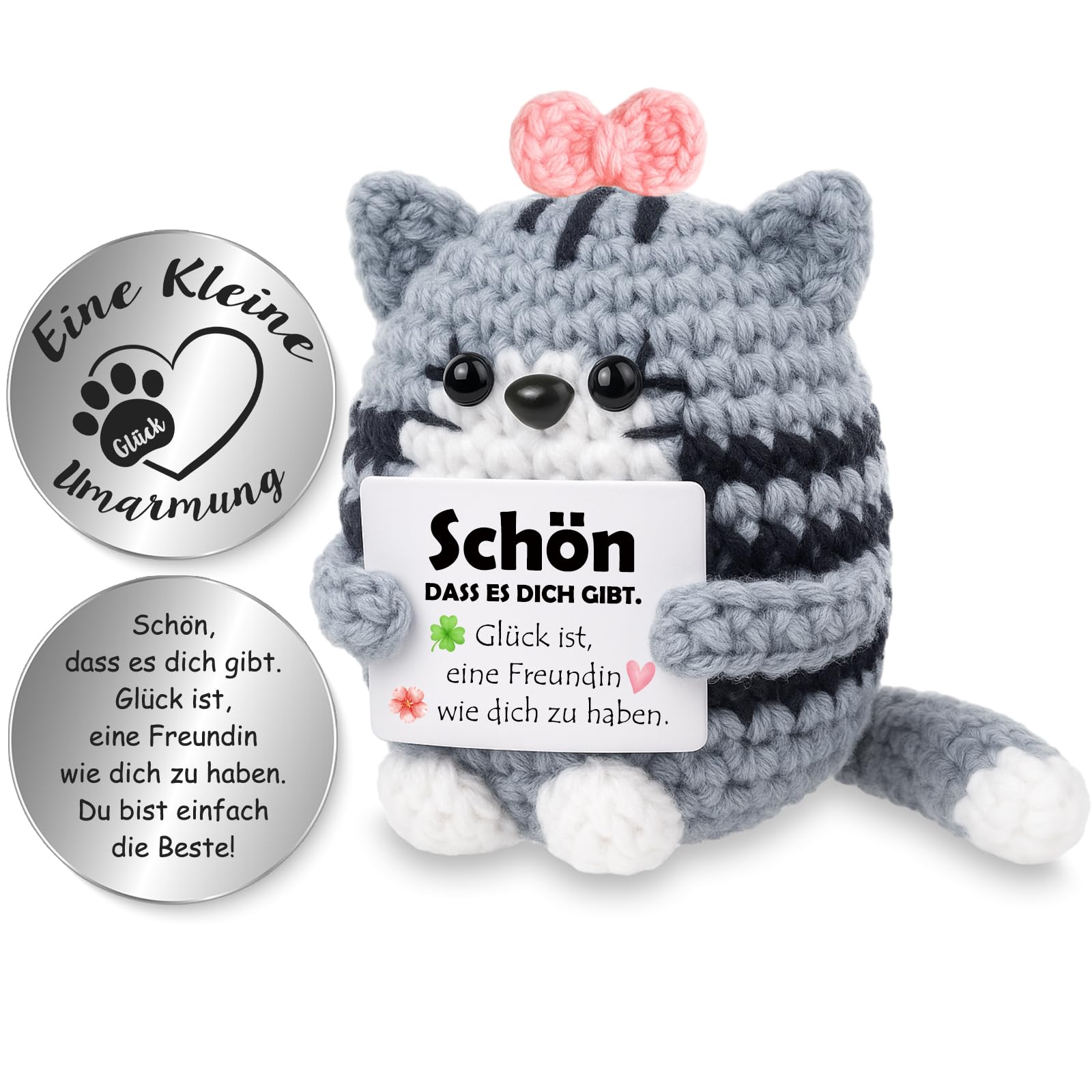 Tixlux Pocket Hug Fröhlicher Pinguin, Kreative Strickwolle Pinguin Dekofigur und Kleine Umarmung Glücksbringer, MutmacherGeschenk, Gute Besserung Geschenk, Weihnachten