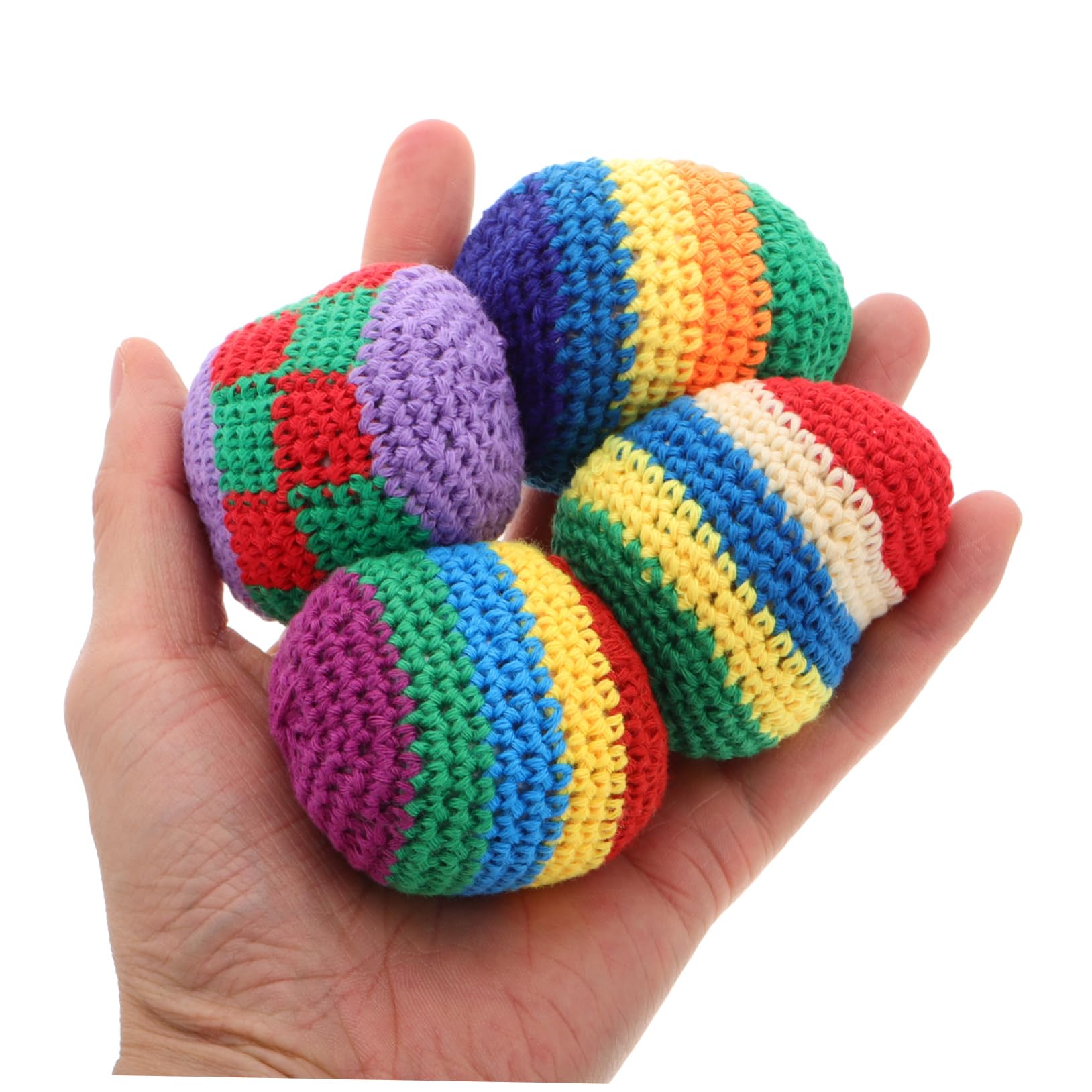 Abaodam 4 Stück Gestrickte Häkelbälle aus Wollgarn Weiche Jonglierbälle Leicht zu Greifen Bunte Kickbälle für Vorschulaktivitäten im Freien und Familienzeit Zufälliger Stil