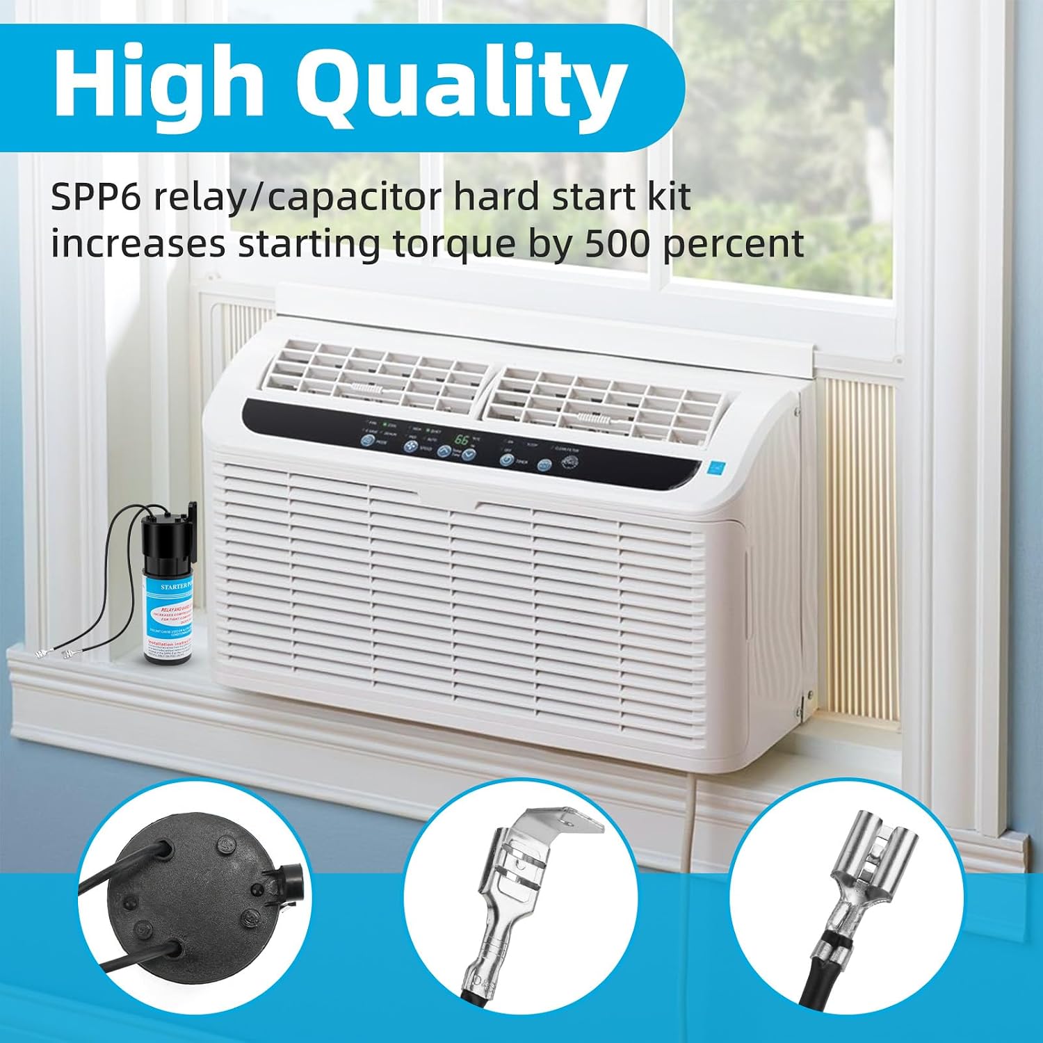 PalpitateC SPP6 Relay/Capacitor Hard Start Kit Compatible with HVAC Compressor, Hard Start Capacitor Replacement 115V Thru 288VAC Hard Start Kit for SPP6/TJ90HS6/AP4502872/DST-6/ERPP6/HS6/HS650/35702