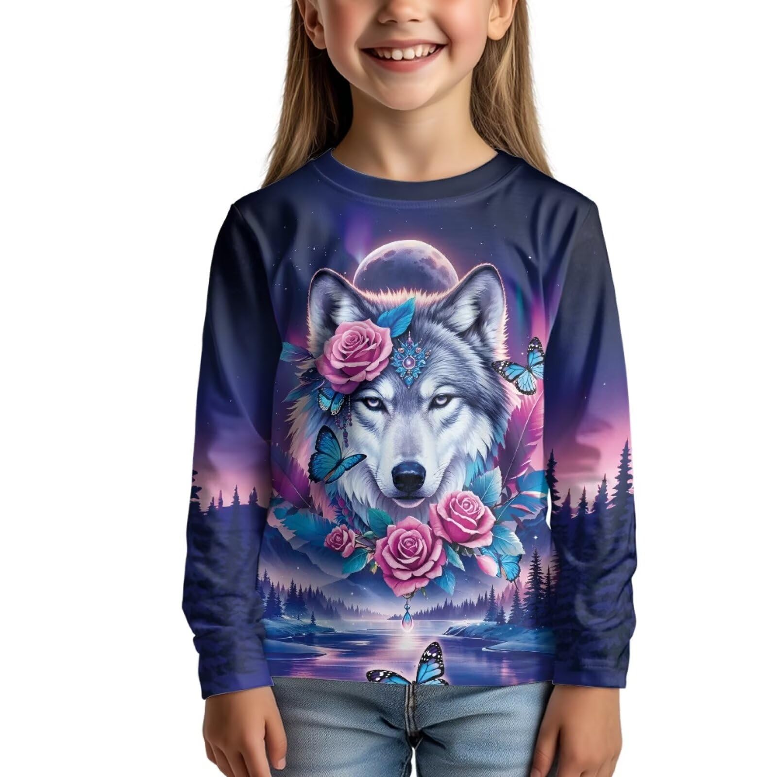 Uourmeti Girls Graphic Tees Long Sleeve T Shirts for Teens Casual Tshirts Junior Sportswear Fall Tops