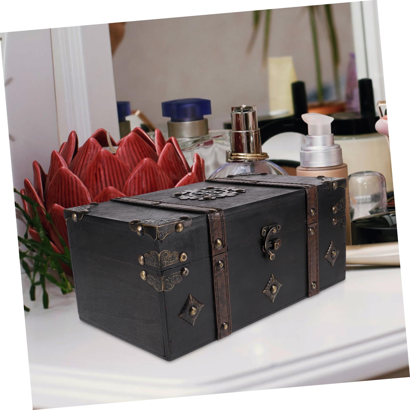 LABRIMP caja de almacenamiento de madera cajas de almacenamiento joyas de cofre estriado recipientes para organizar cofre de madera para recuerdos cajas de recuerdos Metal