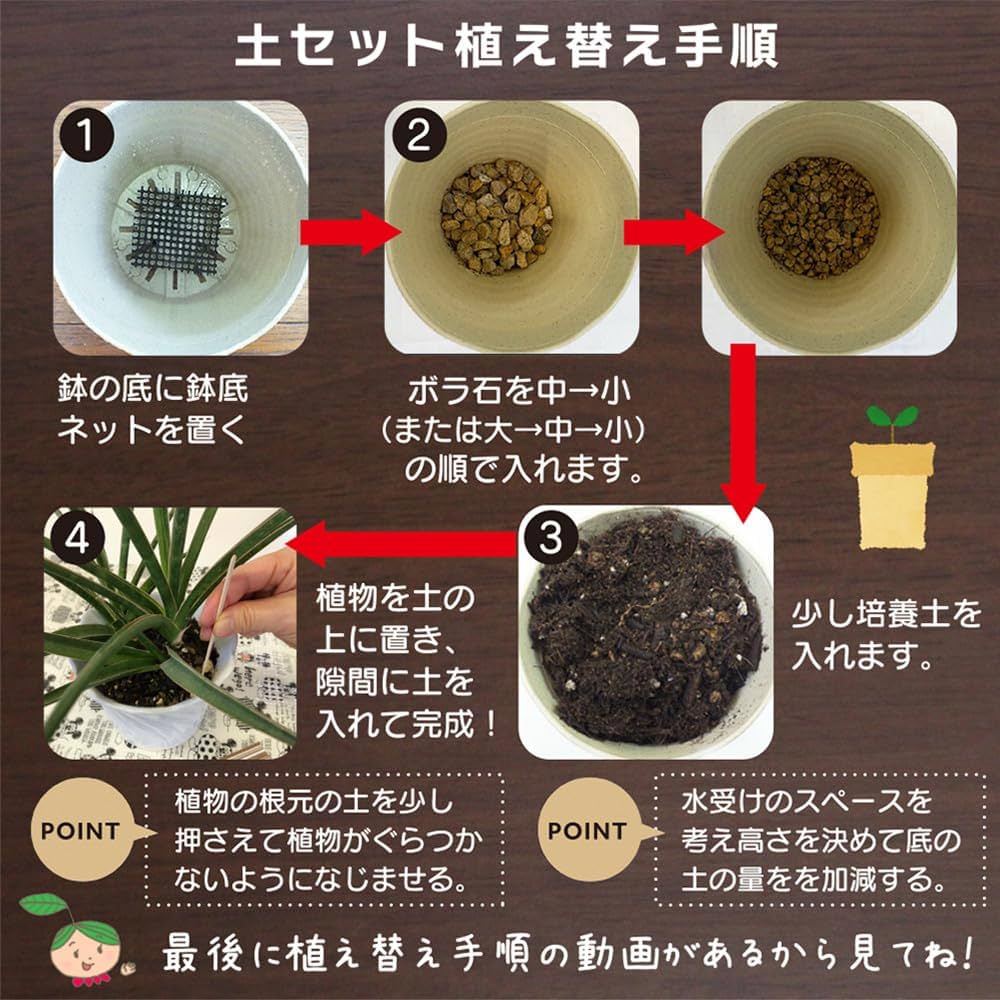 植木鉢(プランター)、鉢底石、鉢底ネット、観葉植物用培土セット 底石 根腐れ防止 植木鉢 置き 排水 受け皿 5個セット 根腐れ予防