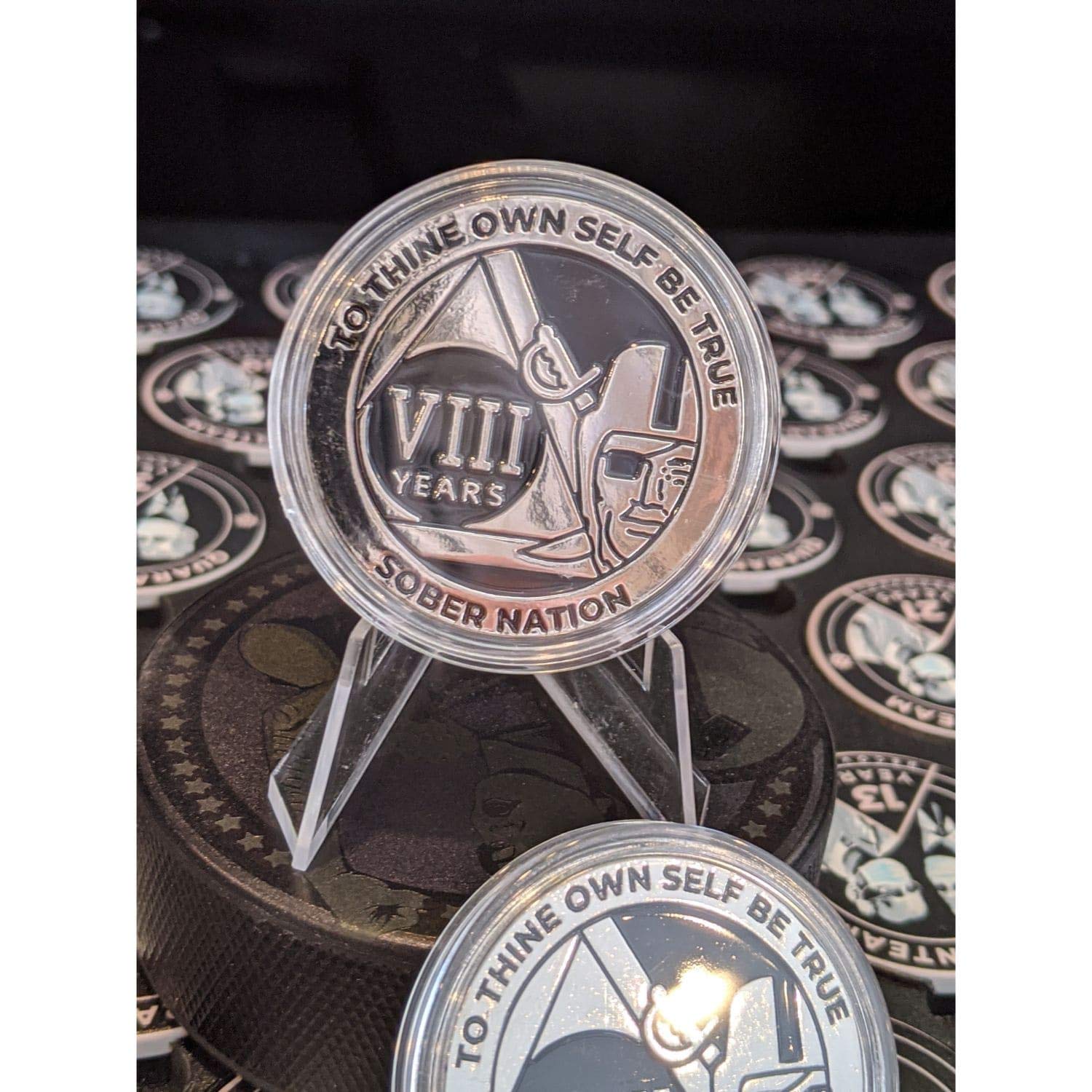 MyRecoveryStore 37 años Plata y Negro Pirata Alcoholics anónimo AA Chip con Moneda cápsula AA medallón Anual 1 – 50 años