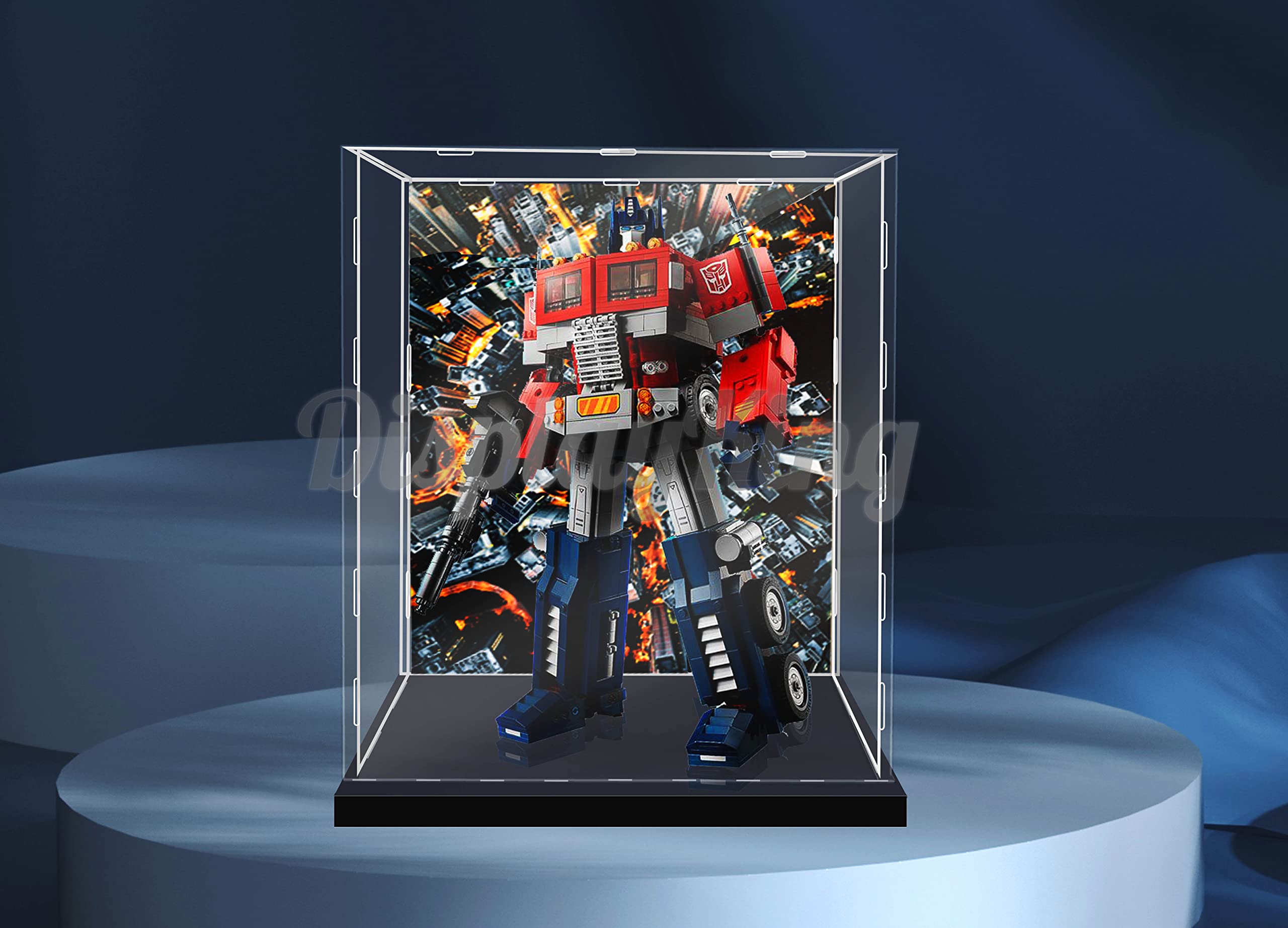 Acrylic Display case with Screw for Lego® Optimus Prime 10302 (Lego Set is not Included) (with Background)(US Stock)