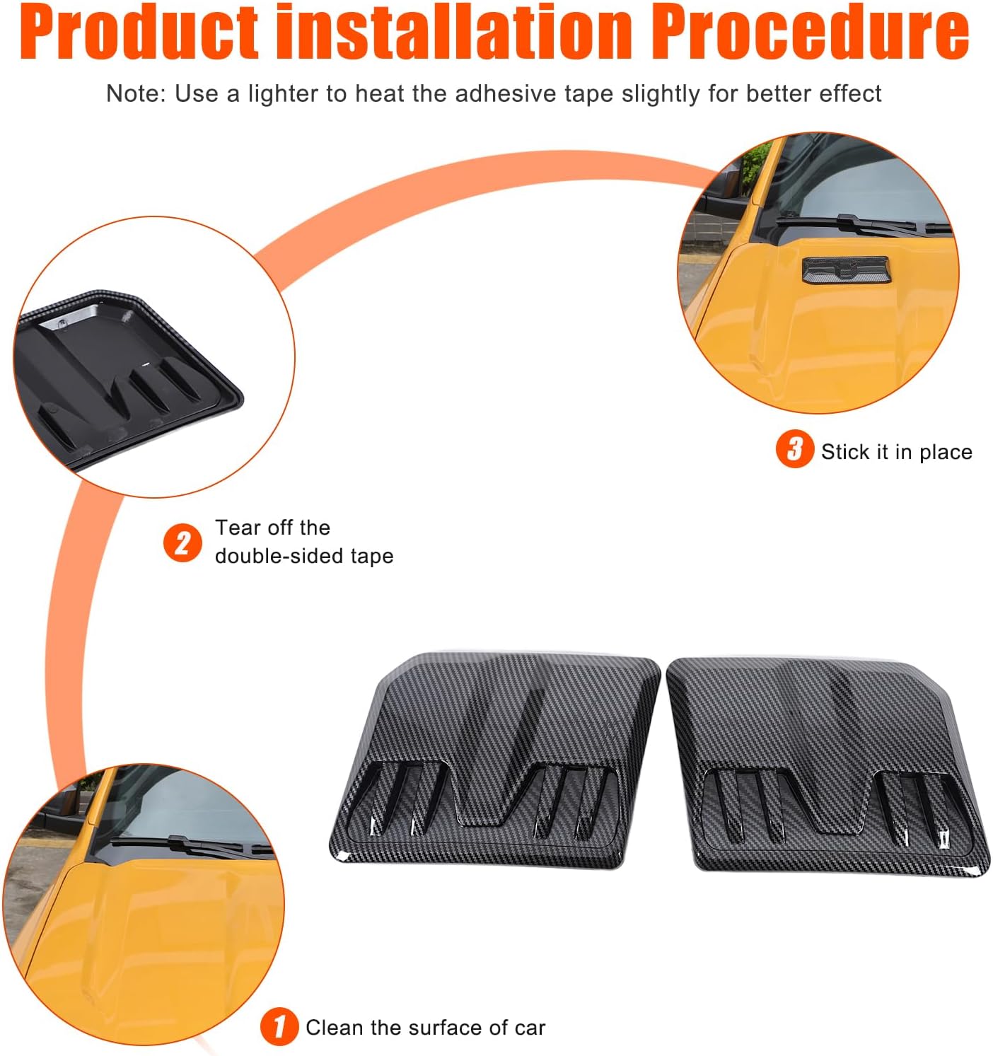 Lcojicep Engine Hood Air Outlet Vent Cover Trim Compatible with Ford Ranger 2025 2024 2023 Bonnet Vent Hood Air Intake Trim Cover Exterior Accessory，2PCS (Carbon Fiber Pattern)