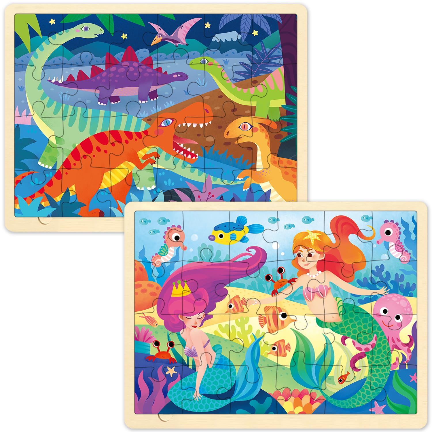 Amazon.com: MoinKidz Wooden Puzzles for Kids Ages 3-5, 2 Pack 24
