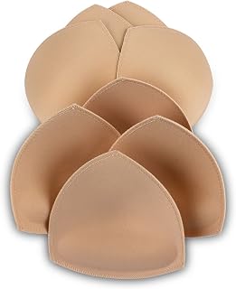 SERMICLE Sewn Bra Pad Inserts 4 Pairs - Padded Push-Up for Sports Bra A/B C/D D/E Cups Beige Black White