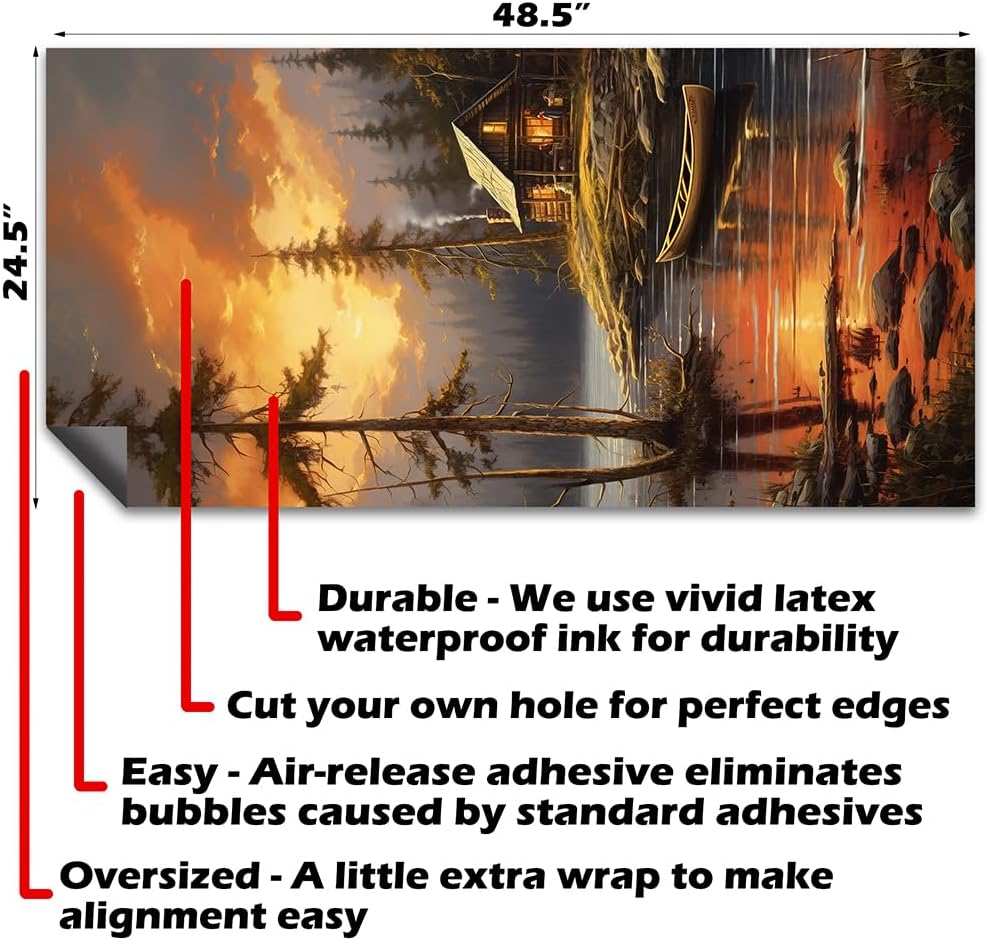 Lone Star Art Set of 2 Cornhole Wraps for Boards Vinyl Decals - Lake Life is Best - Corn Hole Bean Bag Toss Wrap Stickers Skins (Boards Not Included) (Cabins on The Lake)