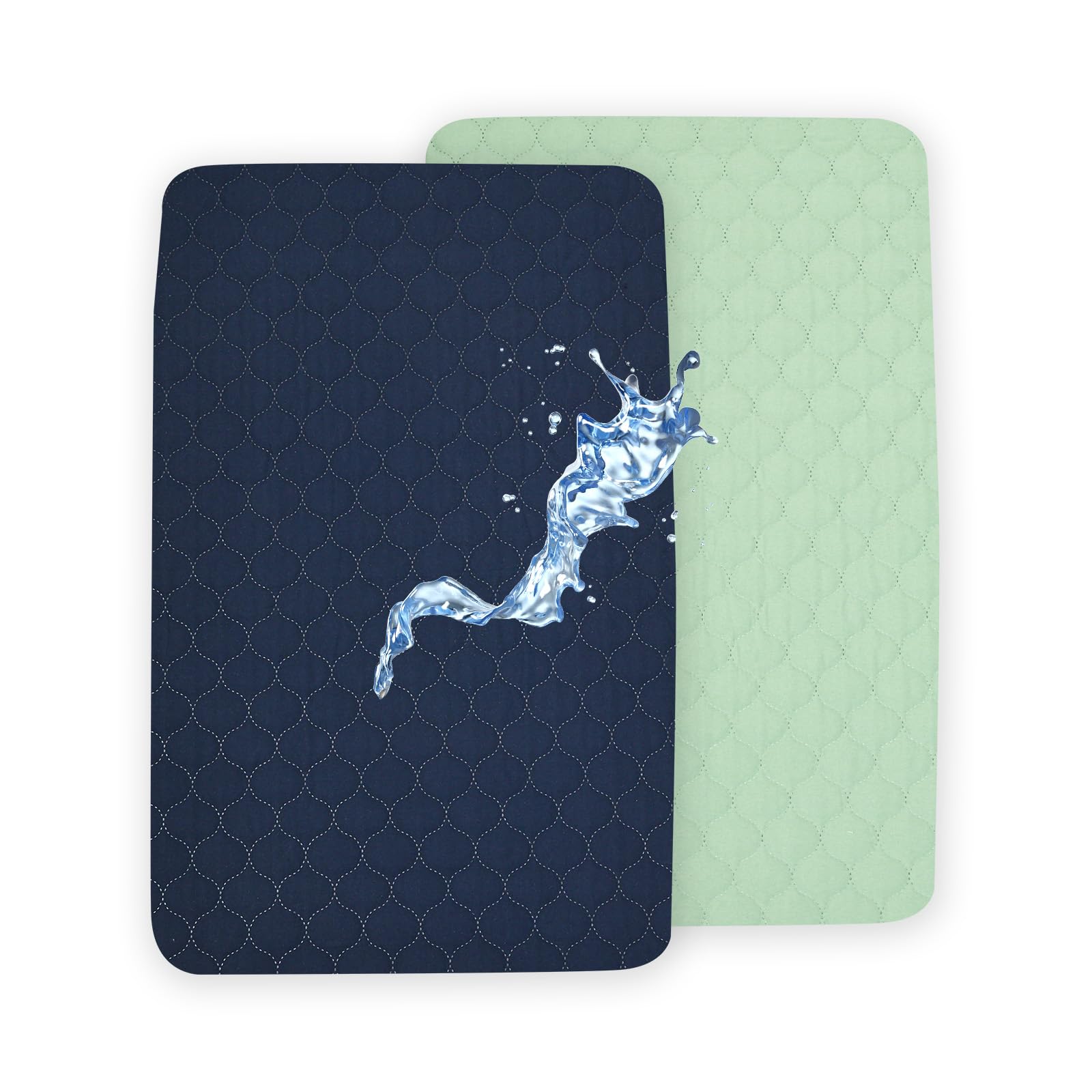 david's kids 2 pack 52''x28'' waterproof crib mattress protector pad cover stretch up to 8", fitted standard crib and toddler mattresses, soft and breathable for boys girls, navy blue & sage green