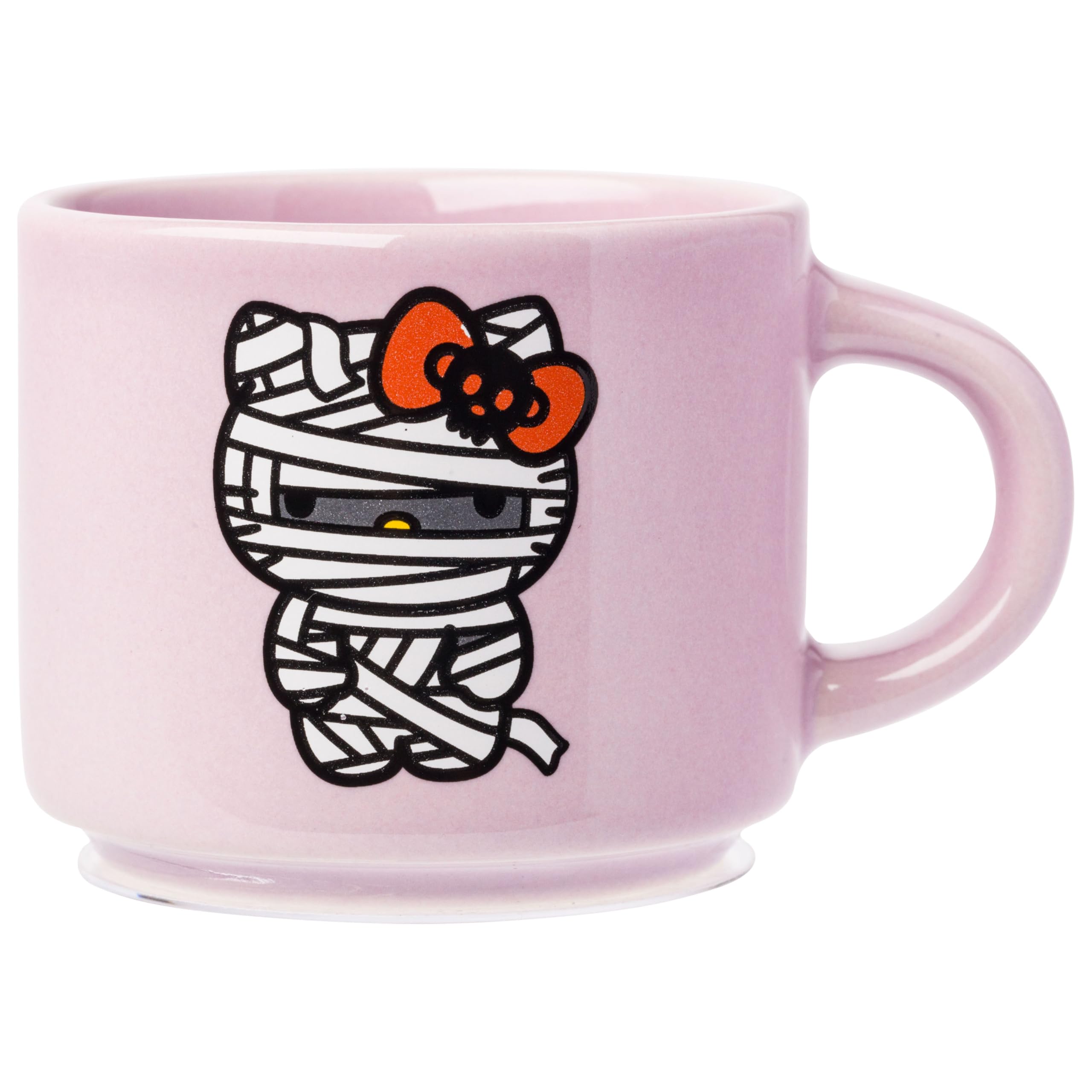 Silver Buffalo Sanrio Hello Kitty Halloween stapelbares Keramikbecher-Set mit Aufbewahrungsregal, 85 ml, 4 Stück