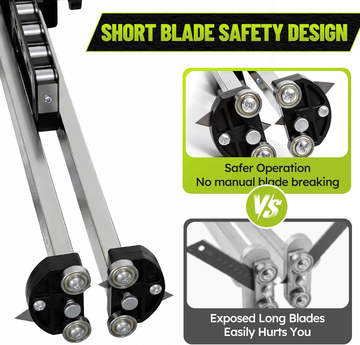 Zozen Drywall Cutting Tool, Foldable Drywall Cutter with 10 Short Safety Blades & Storage Slot, Metric & Imperial Scale, Deburring Scraper, Adjustable Cut Height, Fits 1/4"& 3/8"& 1/2"& 5/8" Boards