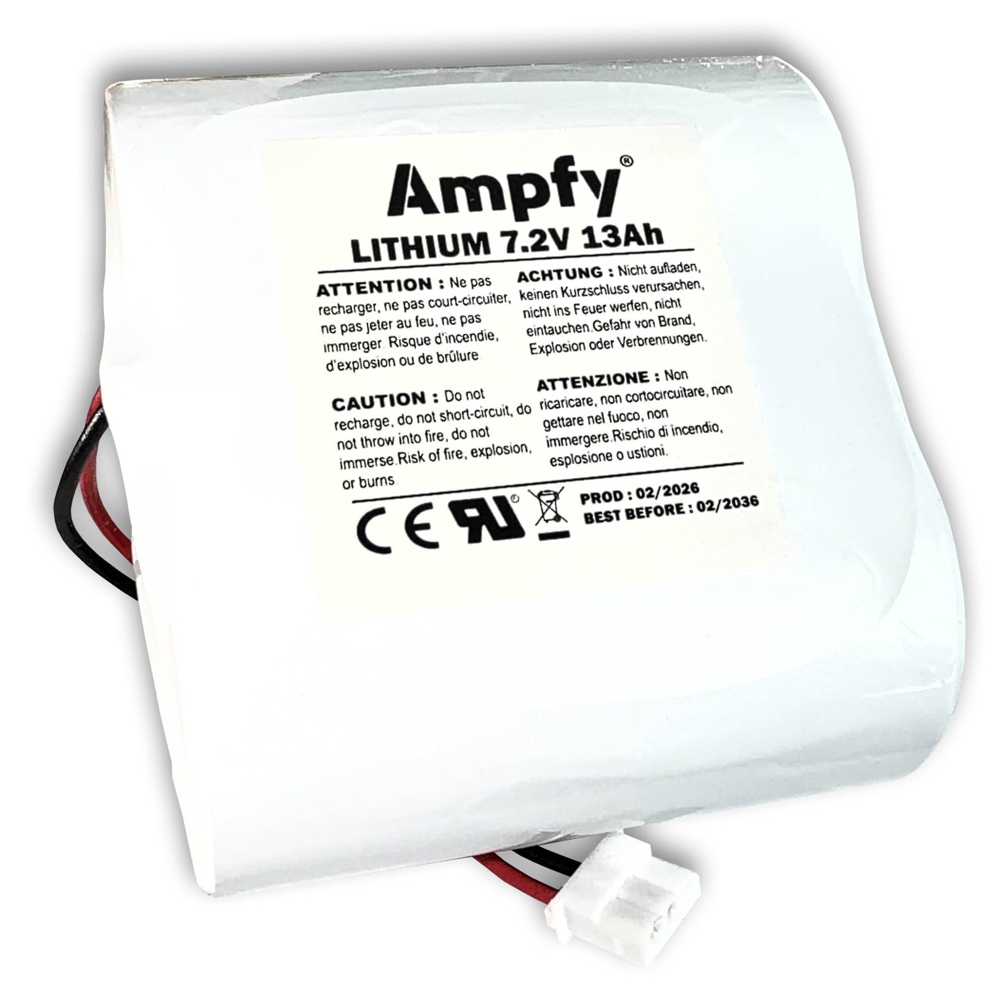 Pile Batterie BAT72V13WL 7.2V 13Ah 13000mAh | SIRÈNE Alarme Remplacement Compatible avec TECNOALARM C126BATT72V13WL / 1.C126BATT72V13WL / 2LSh20-TECNO / 510772 / LX-2LSH20 + / SAEL2000 ETC…