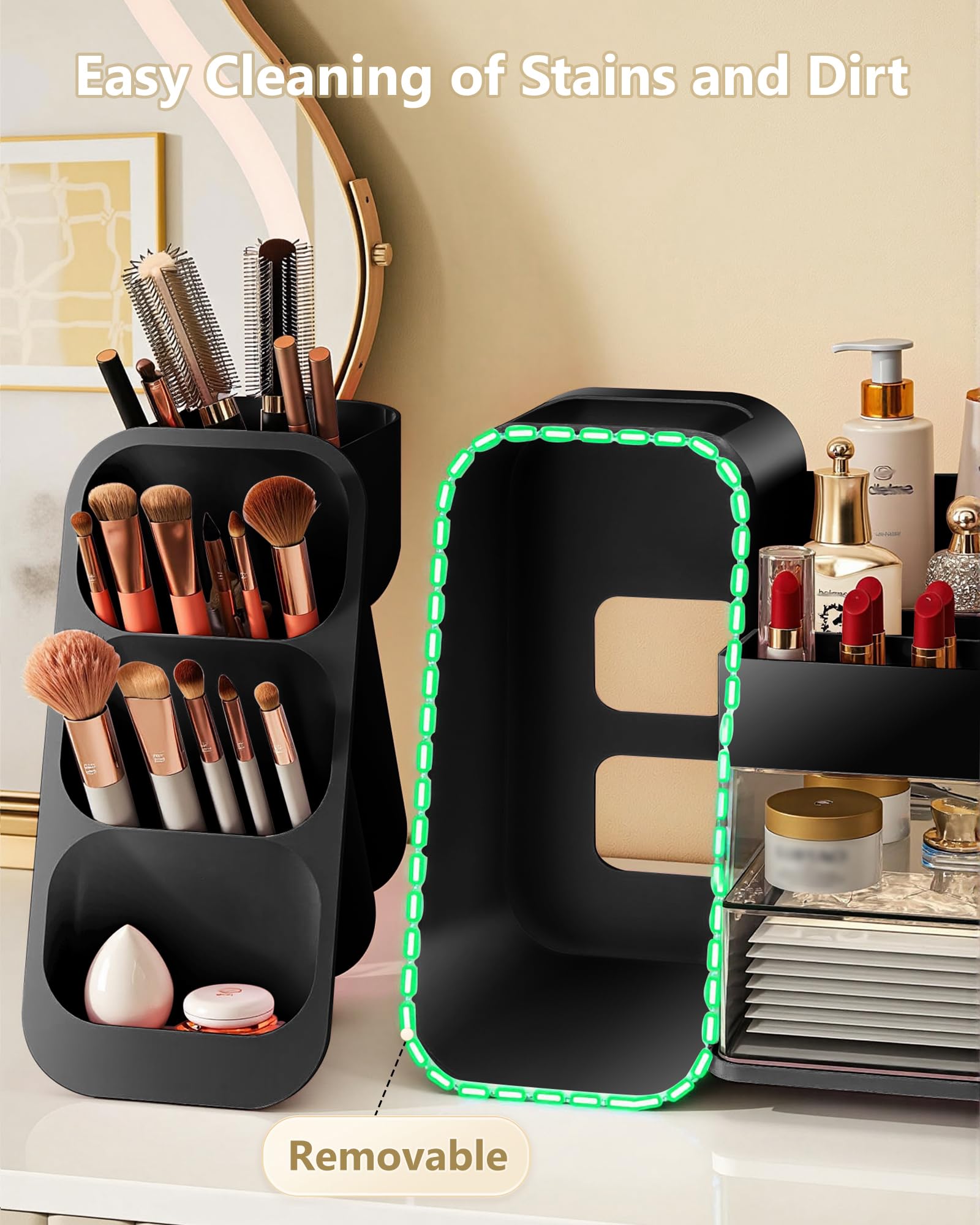 Anylady Makeup Organizer with Drawers, Skincare Organizer (Large Size Thick), Storage Box Cosmetic Display Cases, Make up Organizers for Vanity, Dresser, Desk, Kitchen, Countertop (black): Black