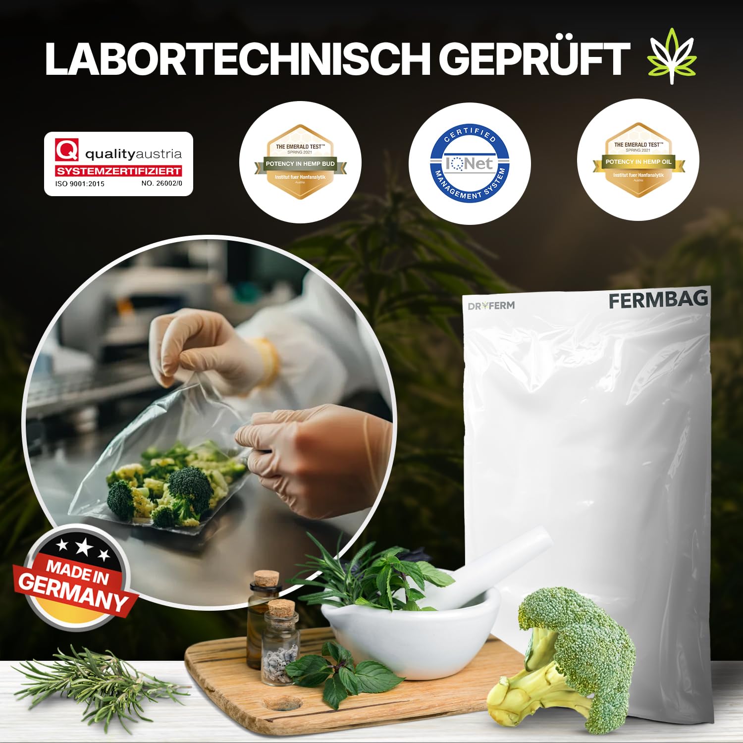 DryFerm Starter Sets 30x50cm Trocknungsbeutel mit Clips – Wählbar 3er/9er/15er – Premium Dry Bags für Kräuter & Pflanzen – Geruchsdicht, Schimmelschutz & Aroma-Booster – Wiederverwendbar