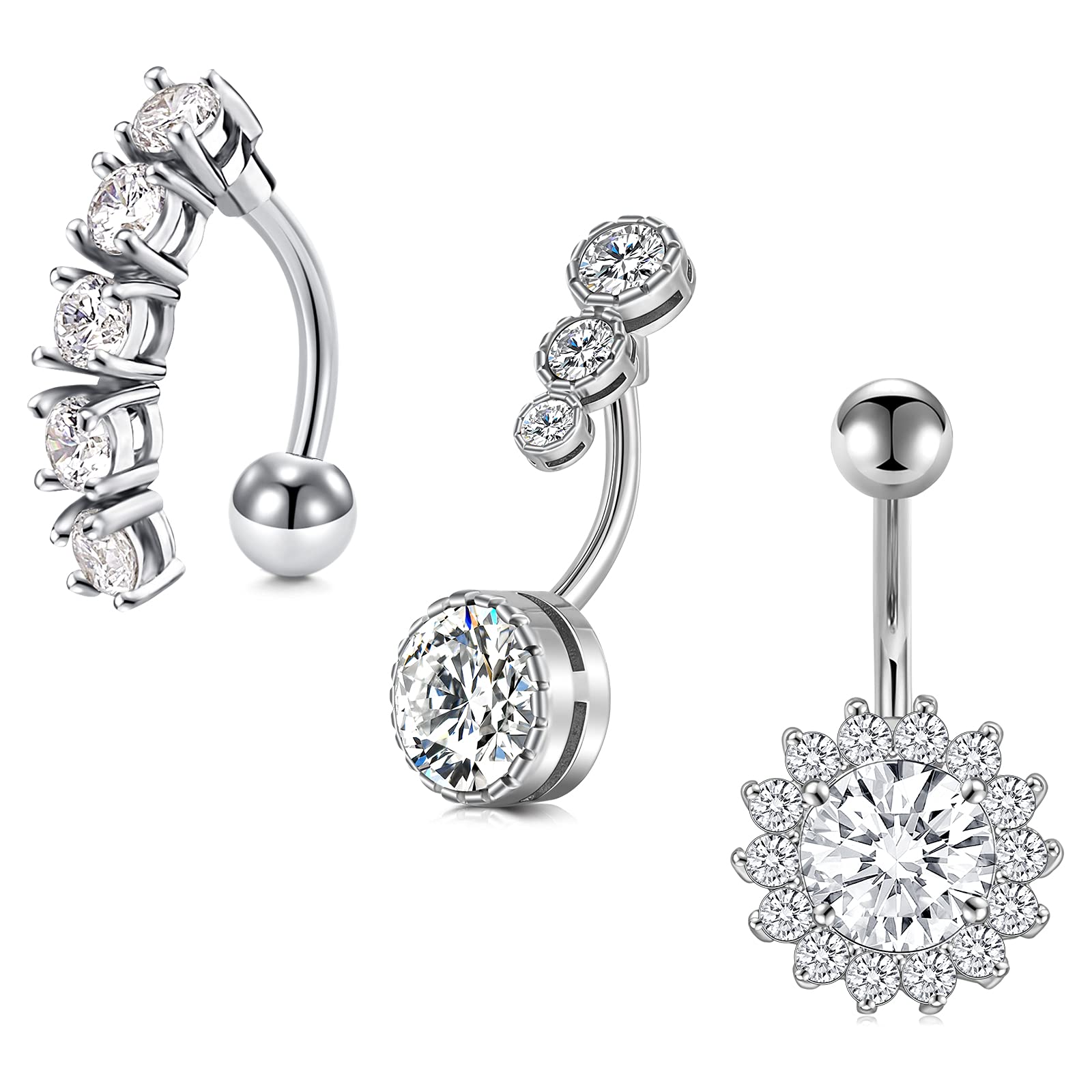 MODRSA14G 10mm Piercing Ombligo Acero Inoxidable Mujer Niñas Piercing Ombligo Vientre Anillo Joyas para el Cuerpo 6 Piezas