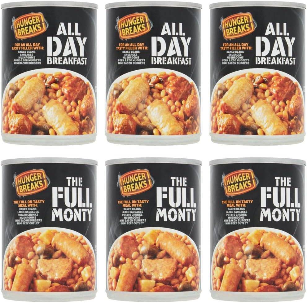 Canned Meal Bundle - Contains 3 x Hunger Breaks Full Monty and 3 x Hunger Breaks All Day Breakfast