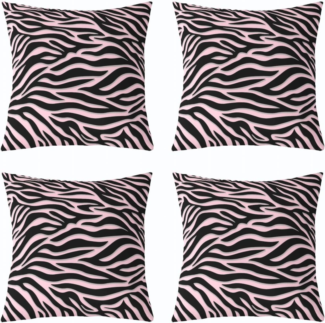 Erosebridal Black Pink Zebra Print Pack of 2 Throw Pillow Covers Trendy Wildlife Texture Pillow Covers Girls Women Two-Tone Animal Print Cushion Cases Bold Aesthetic Geometric Stripes Decor 20x20 Inch image 3