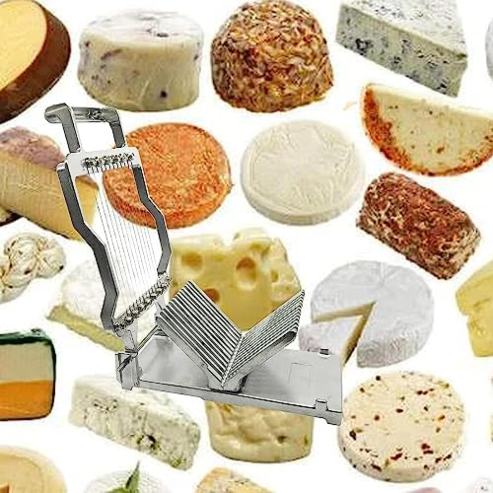 Heavy Duty Käseschneider, 304 Edelstahldraht & Guss-Aluminium-Basis, Multifunktions-Lebensmittelschneider für Butter, Tofu, Soft Cheese, enthält 2 Dickenteller, einfach sauberen Griff